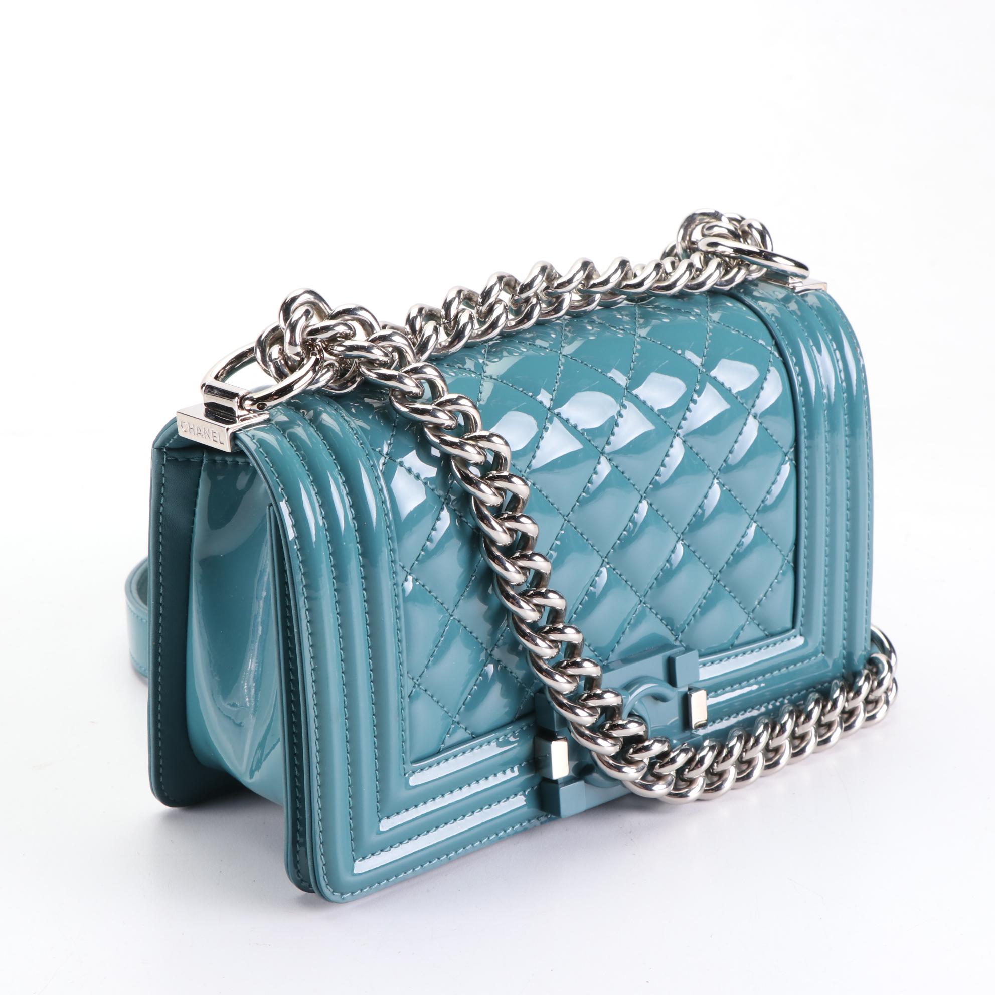 Chanel Small Boy Flap Shoulder Bag in Quilted Patent Leather