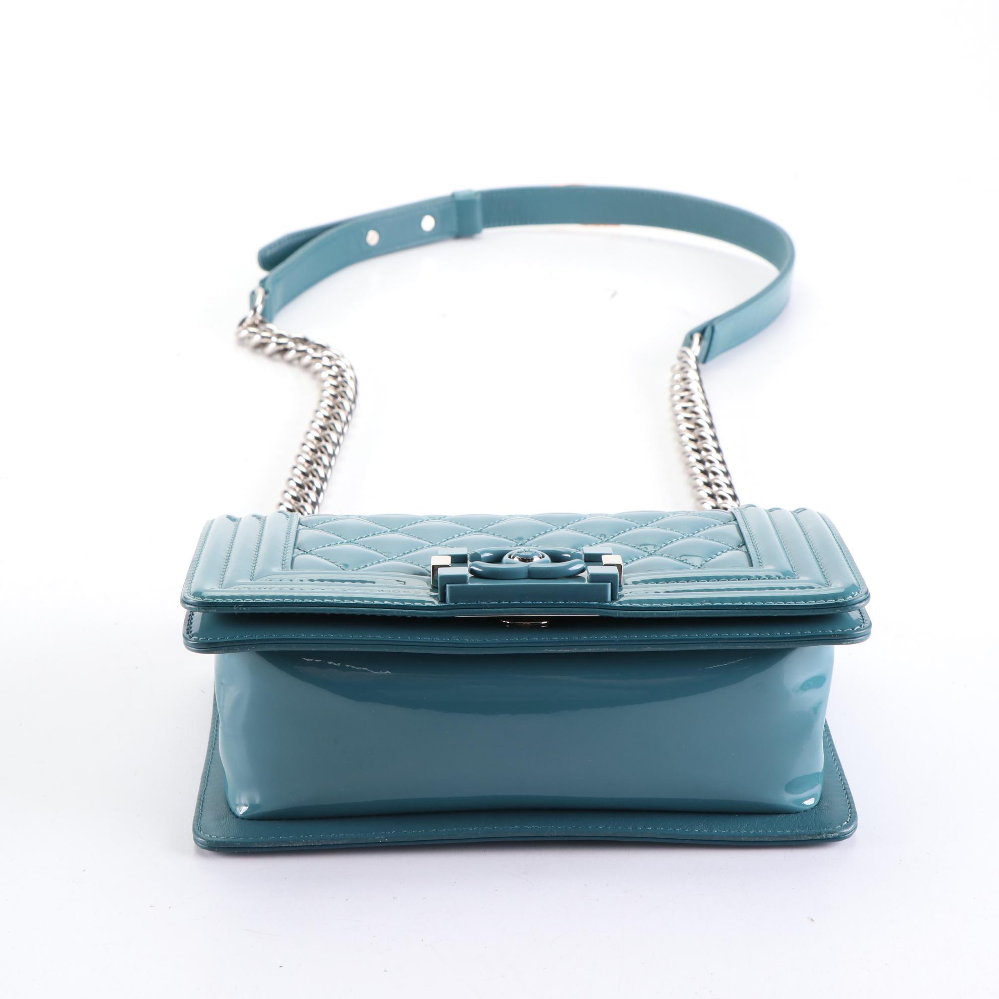 Chanel Small Boy Flap Shoulder Bag in Quilted Patent Leather