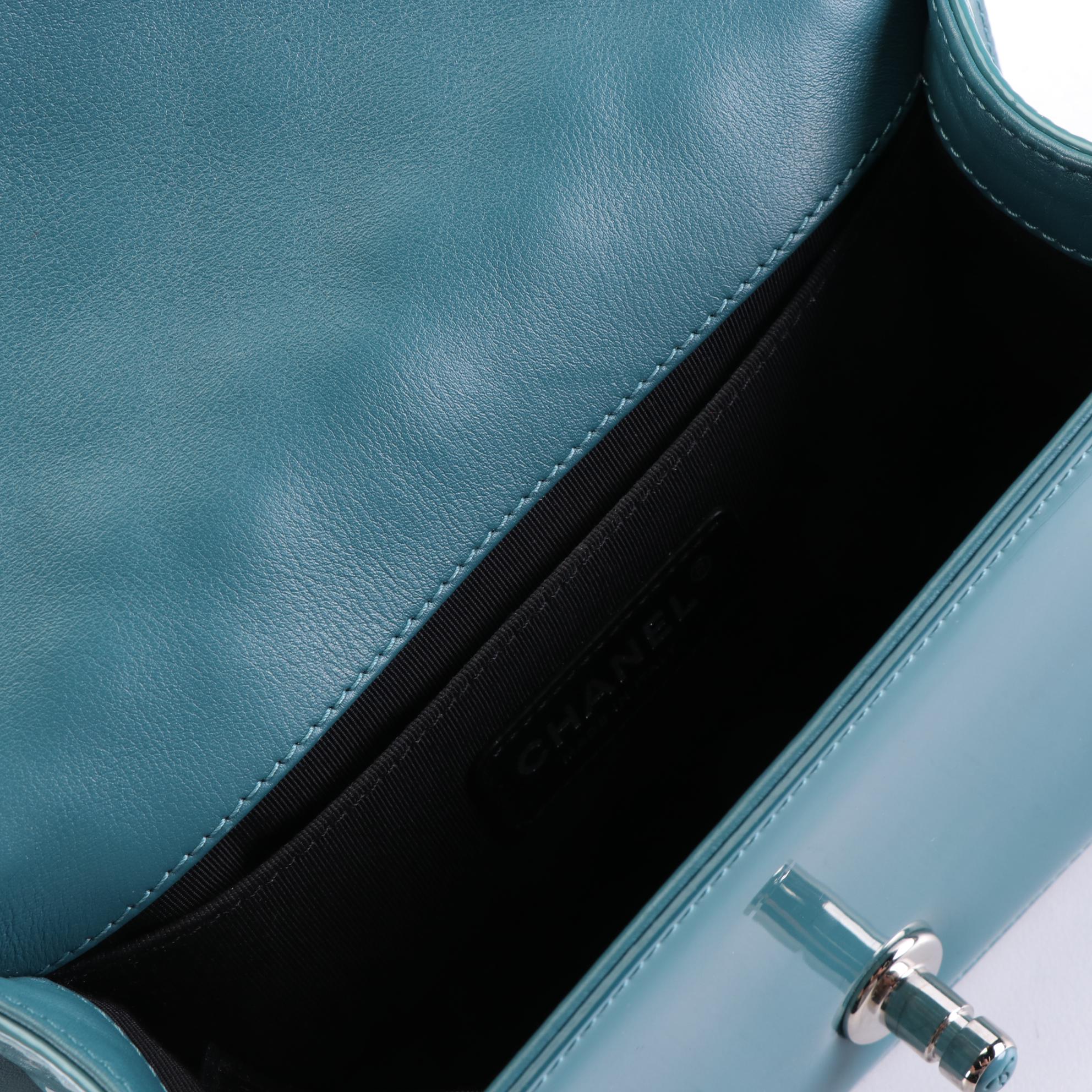 Chanel Small Boy Flap Shoulder Bag in Quilted Patent Leather