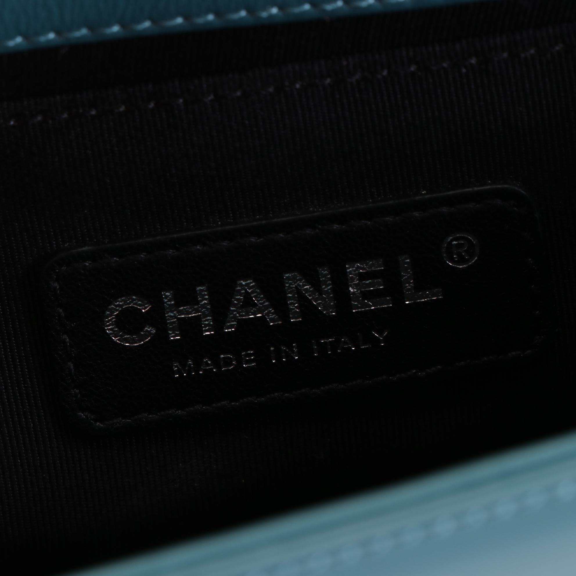 Chanel Small Boy Flap Shoulder Bag in Quilted Patent Leather