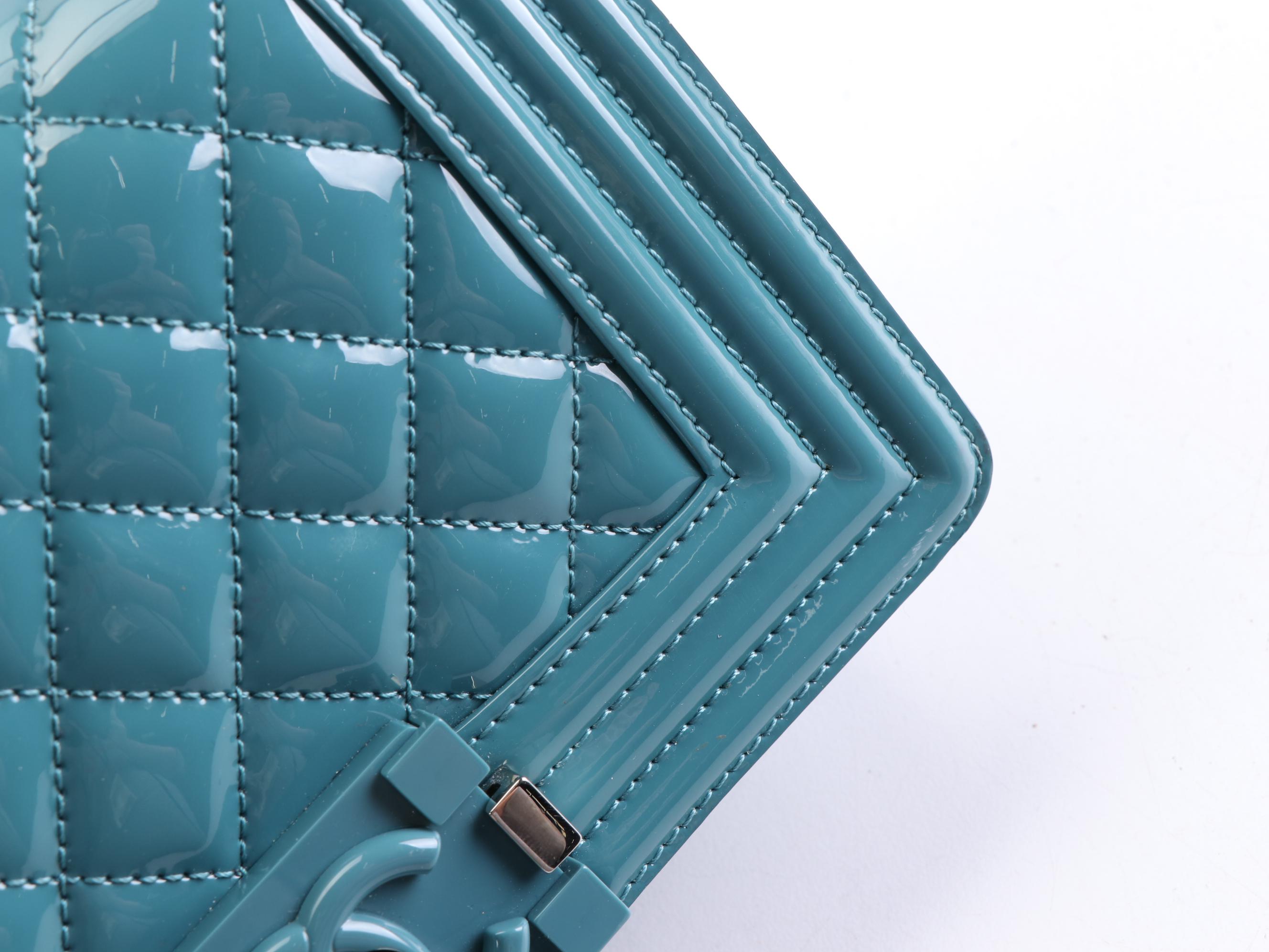 Chanel Small Boy Flap Shoulder Bag in Quilted Patent Leather