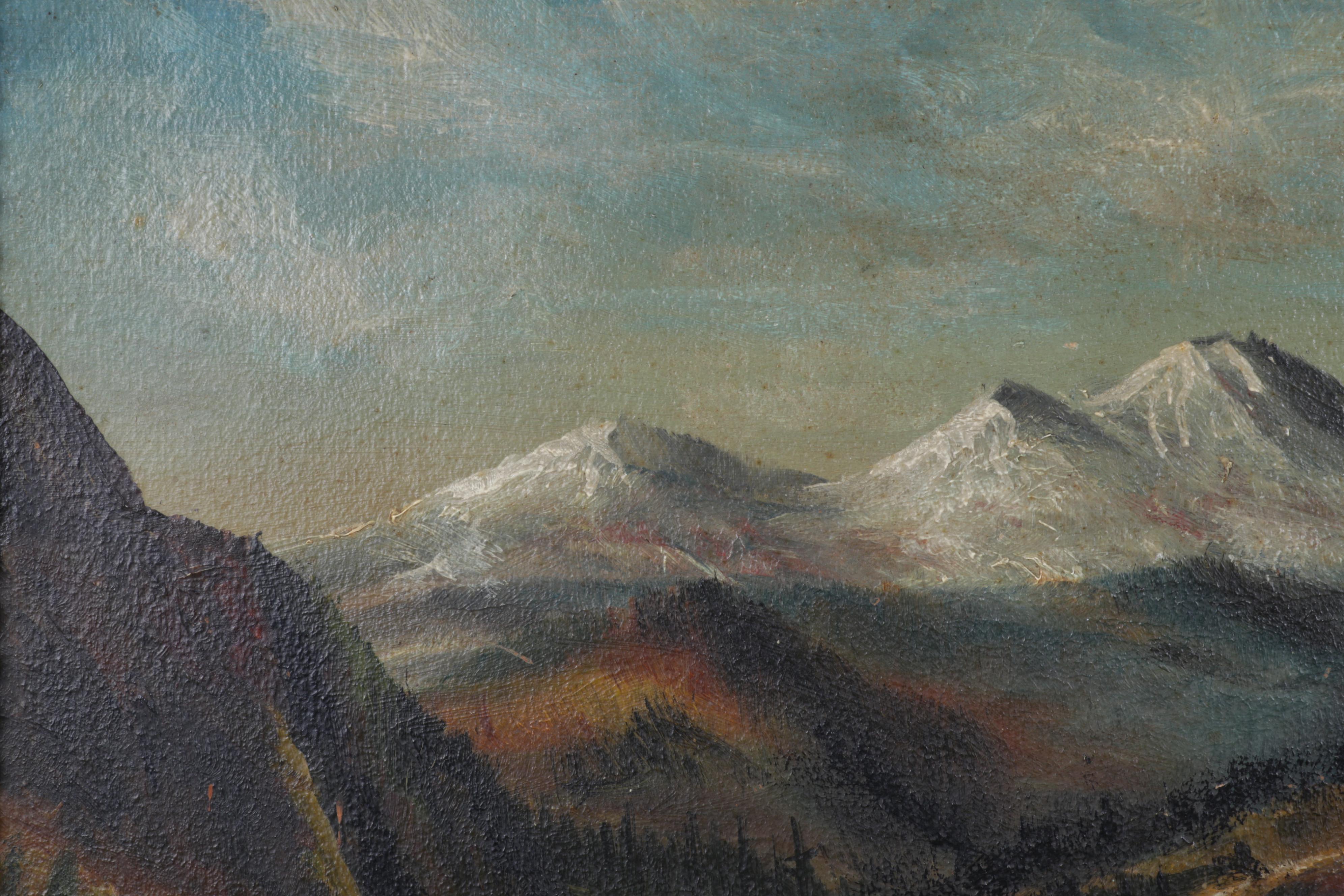 F.S. Perkins Oil Painting of Mountainside Lake