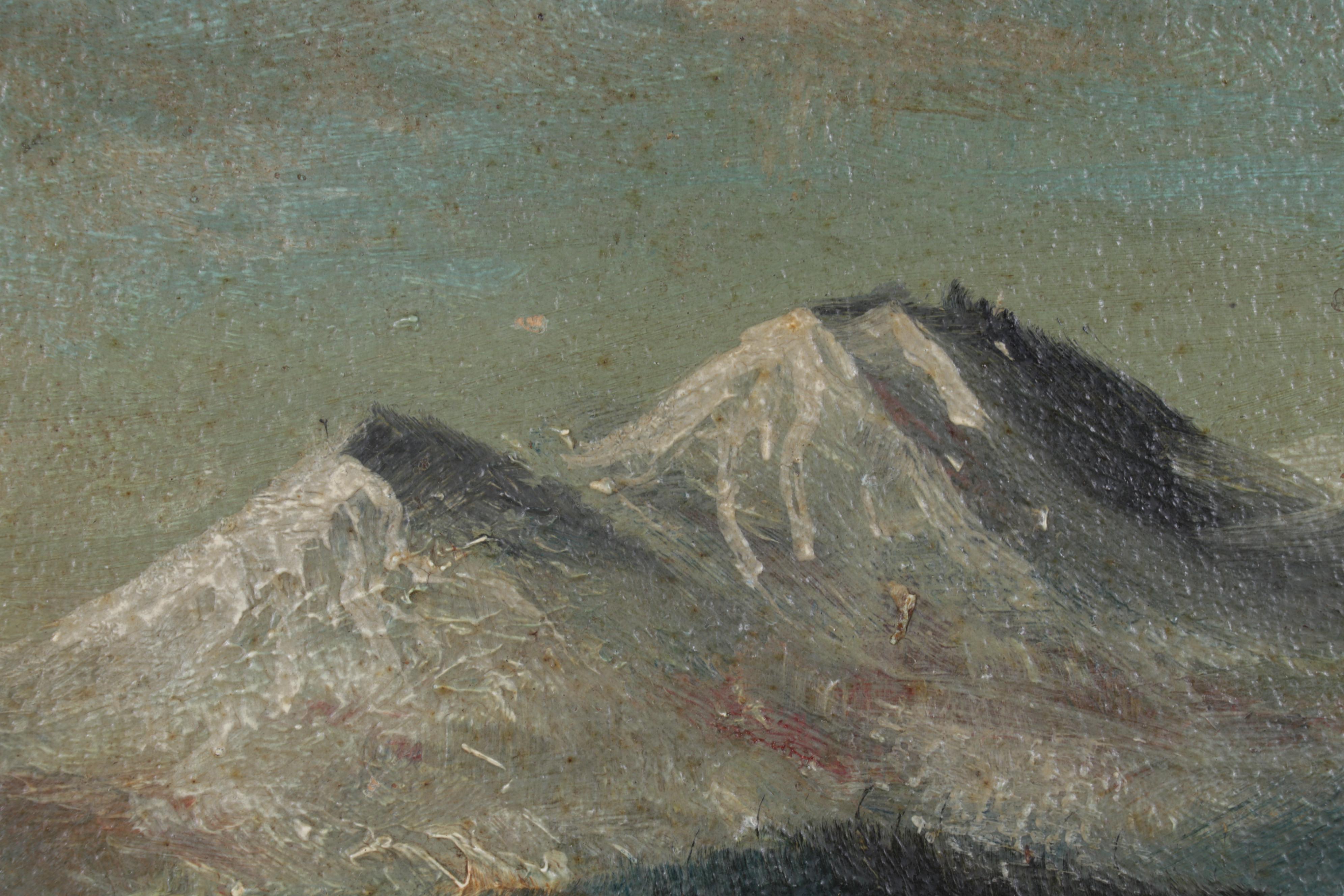 F.S. Perkins Oil Painting of Mountainside Lake