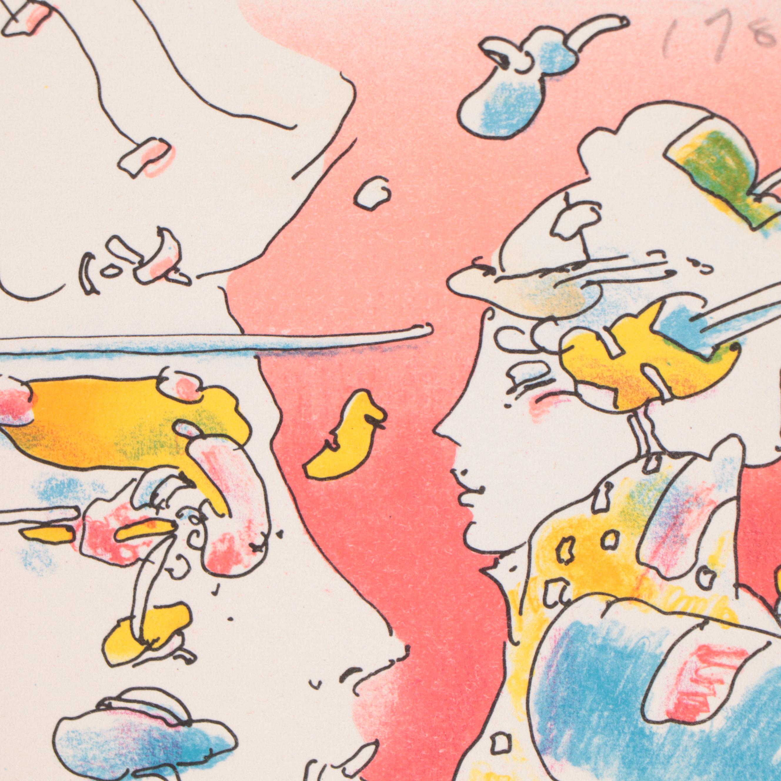 Peter Max Psychedelic Figurative Lithograph "Cosmic Holiday," 1981