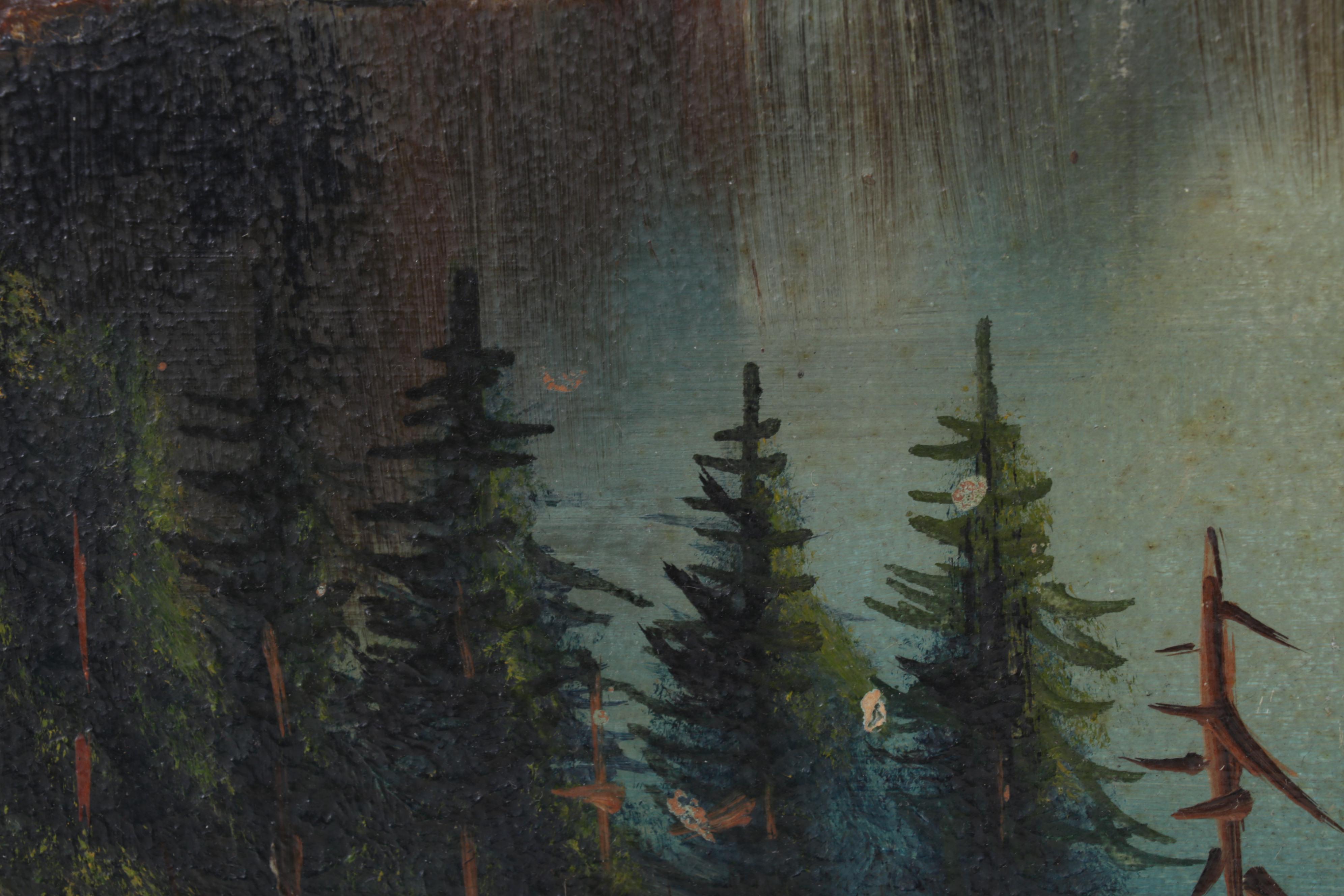 F.S. Perkins Oil Painting of Mountainside Lake