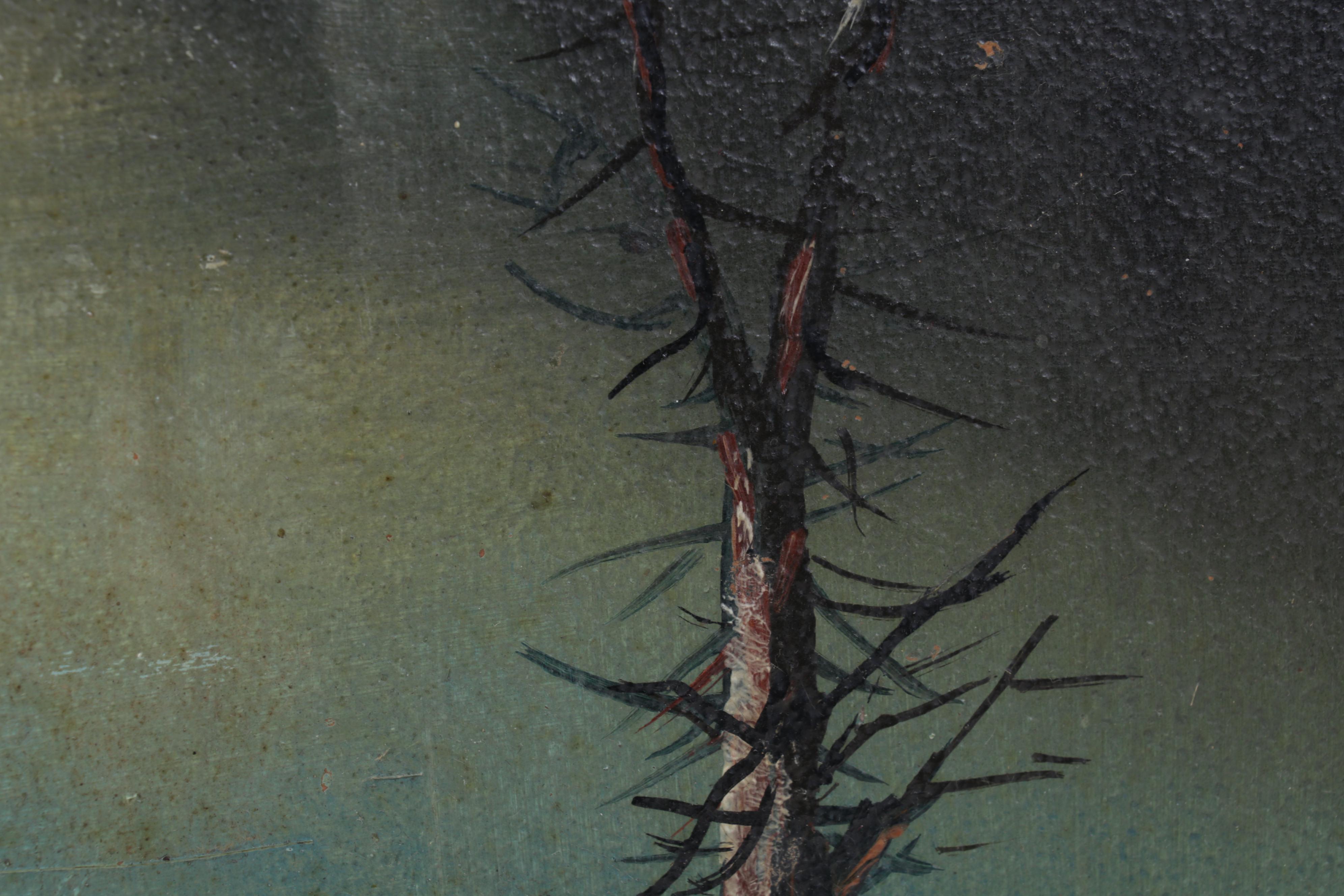 F.S. Perkins Oil Painting of Mountainside Lake