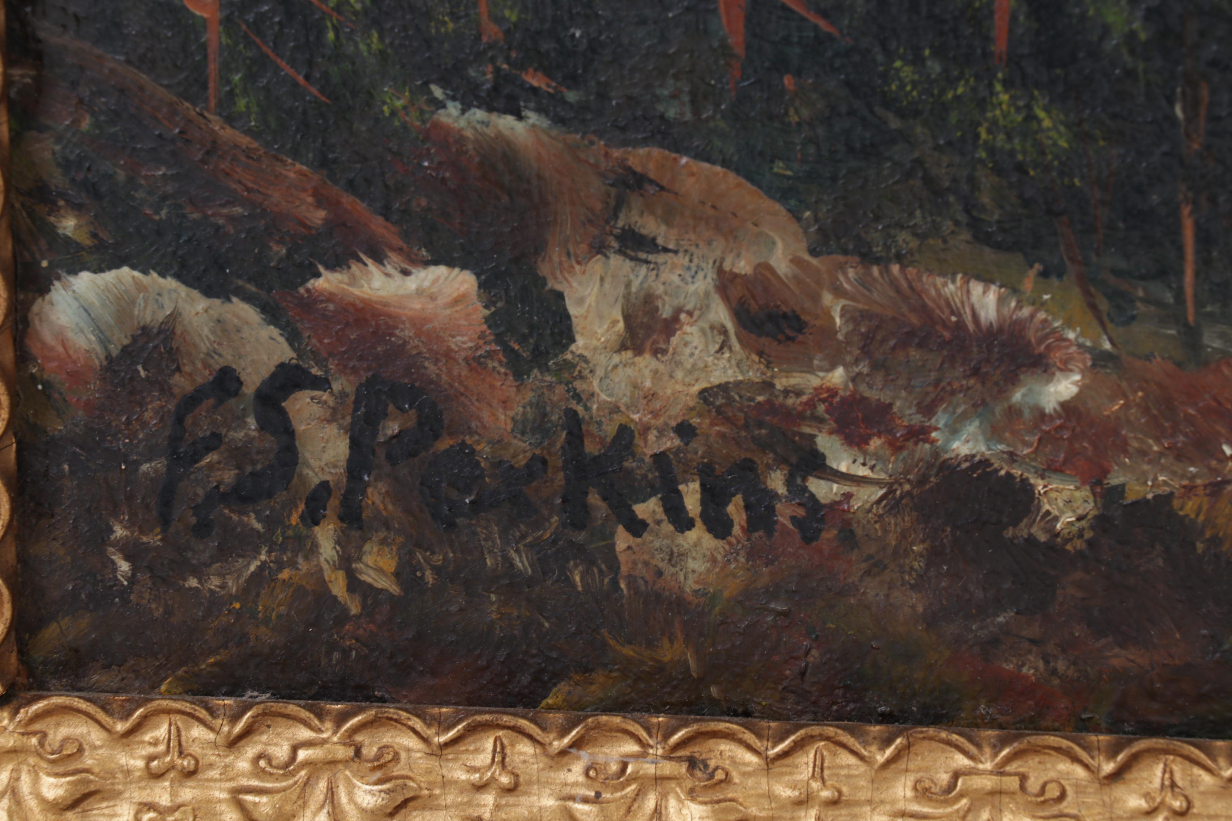 F.S. Perkins Oil Painting of Mountainside Lake