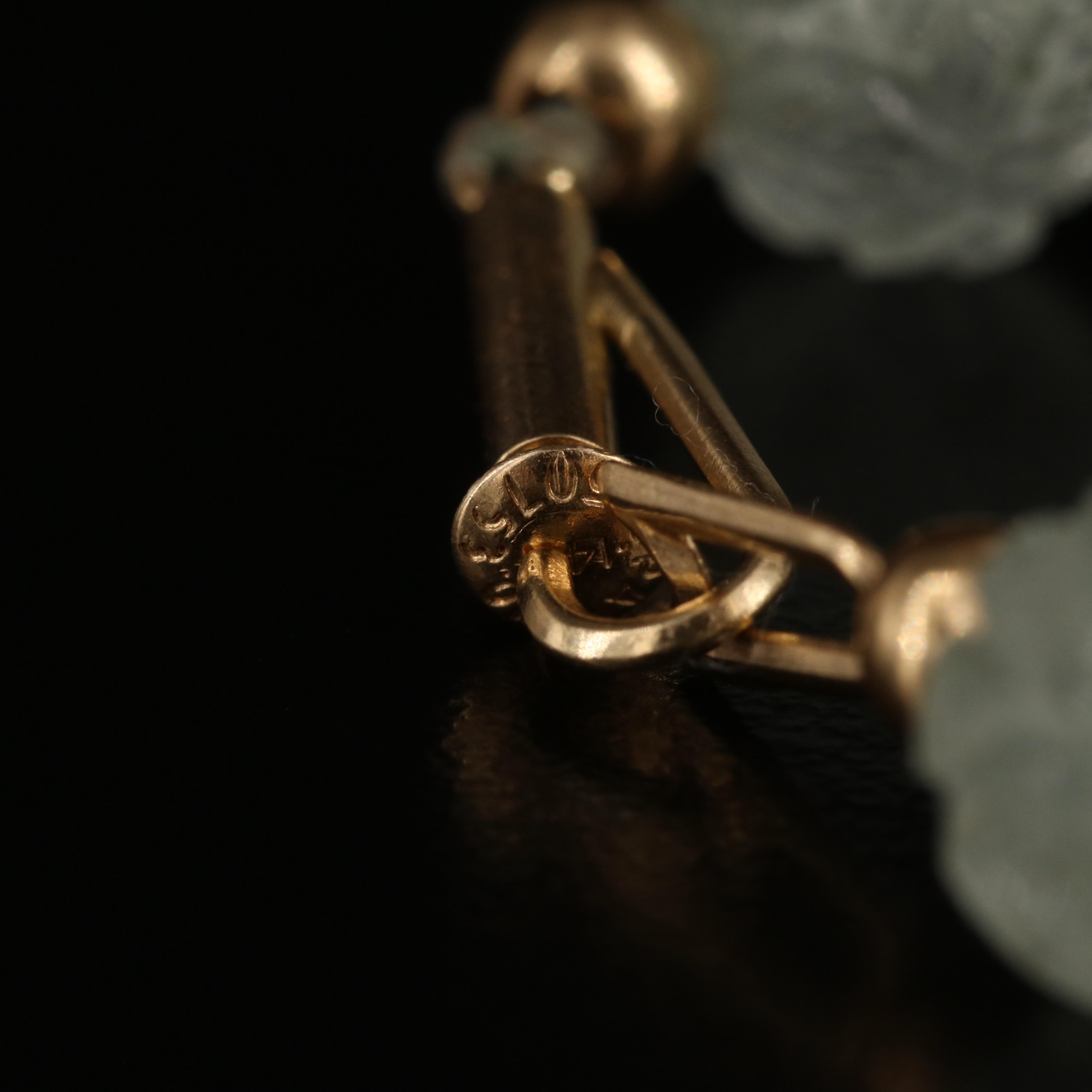 14K Graduated Carved Aquamarine Bead Necklace