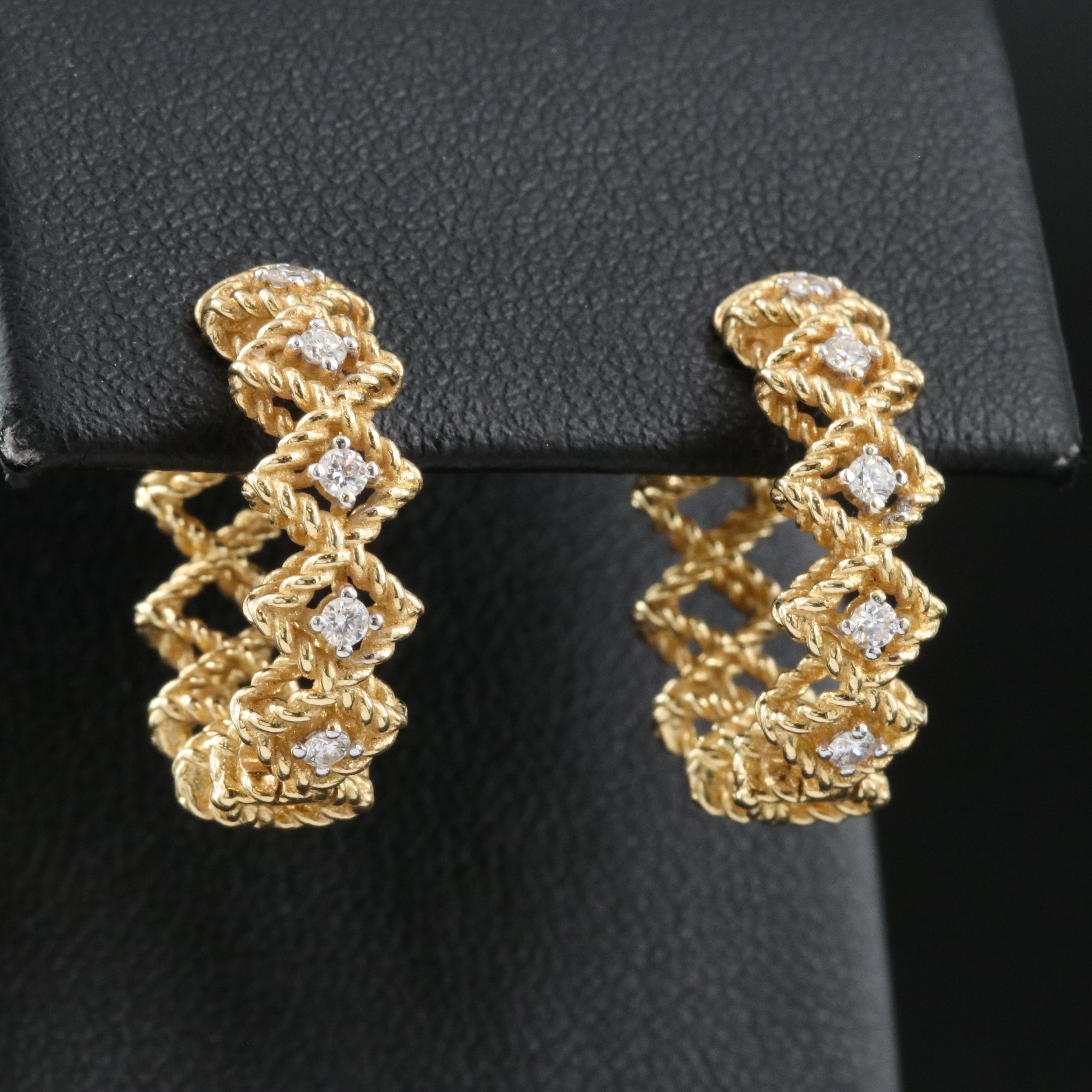Roberto Coin 18K 0.18 CTW Diamond Hoop Earrings
