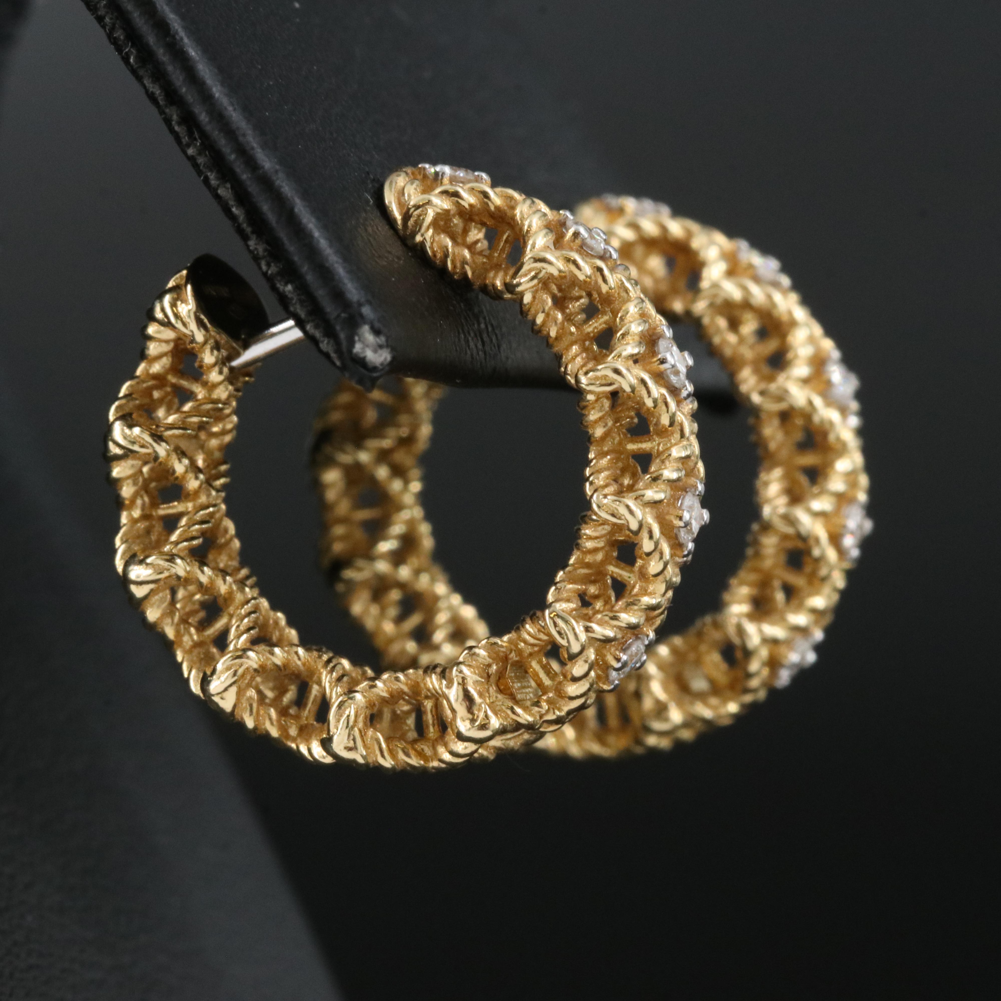 Roberto Coin 18K 0.18 CTW Diamond Hoop Earrings