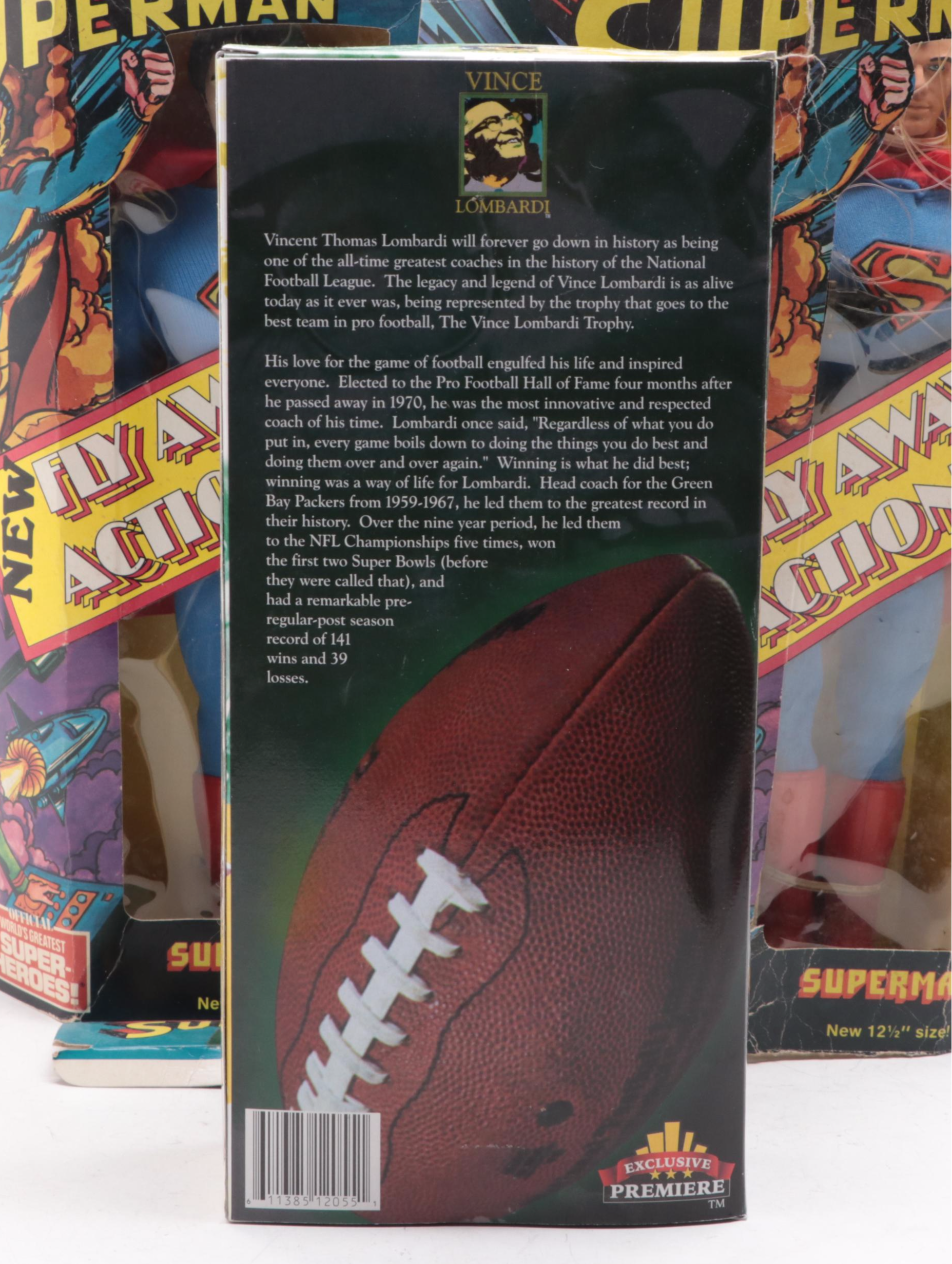 Mego "Superman" and Exclusive Toy "Vince Lombardi" Action Figures