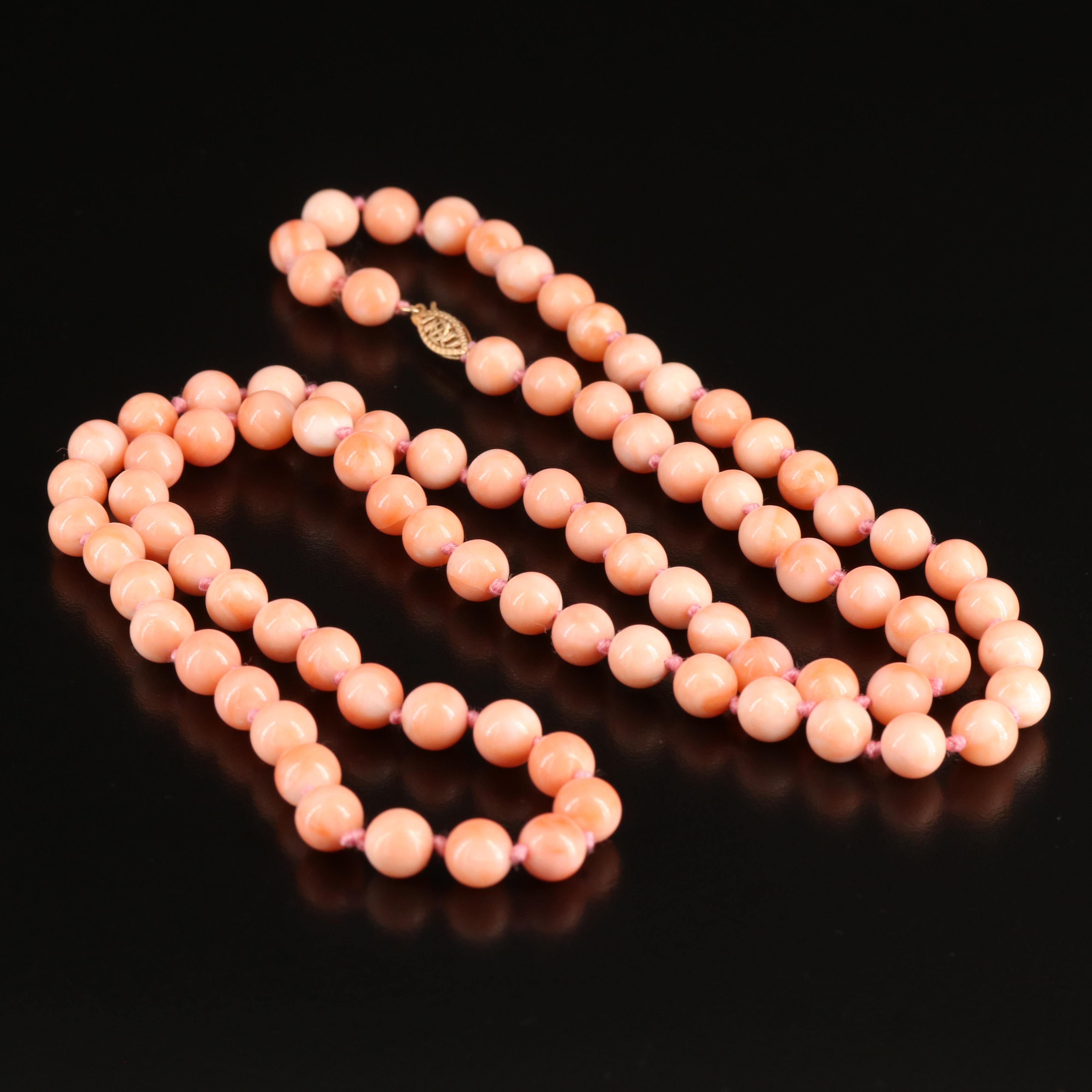 Coral Necklace with 14K Clasp