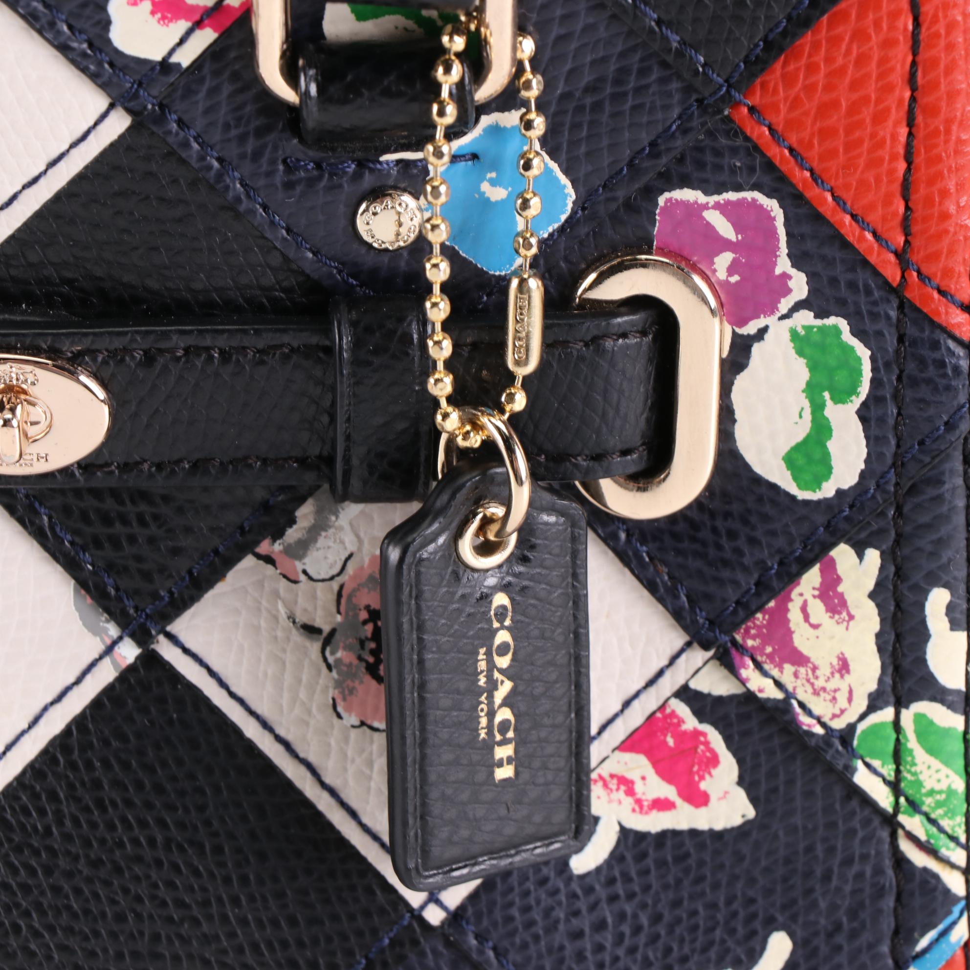 Coach Blake Carryall Two-Way Bag in Pebble Grain Patchwork/Floral Print Leather