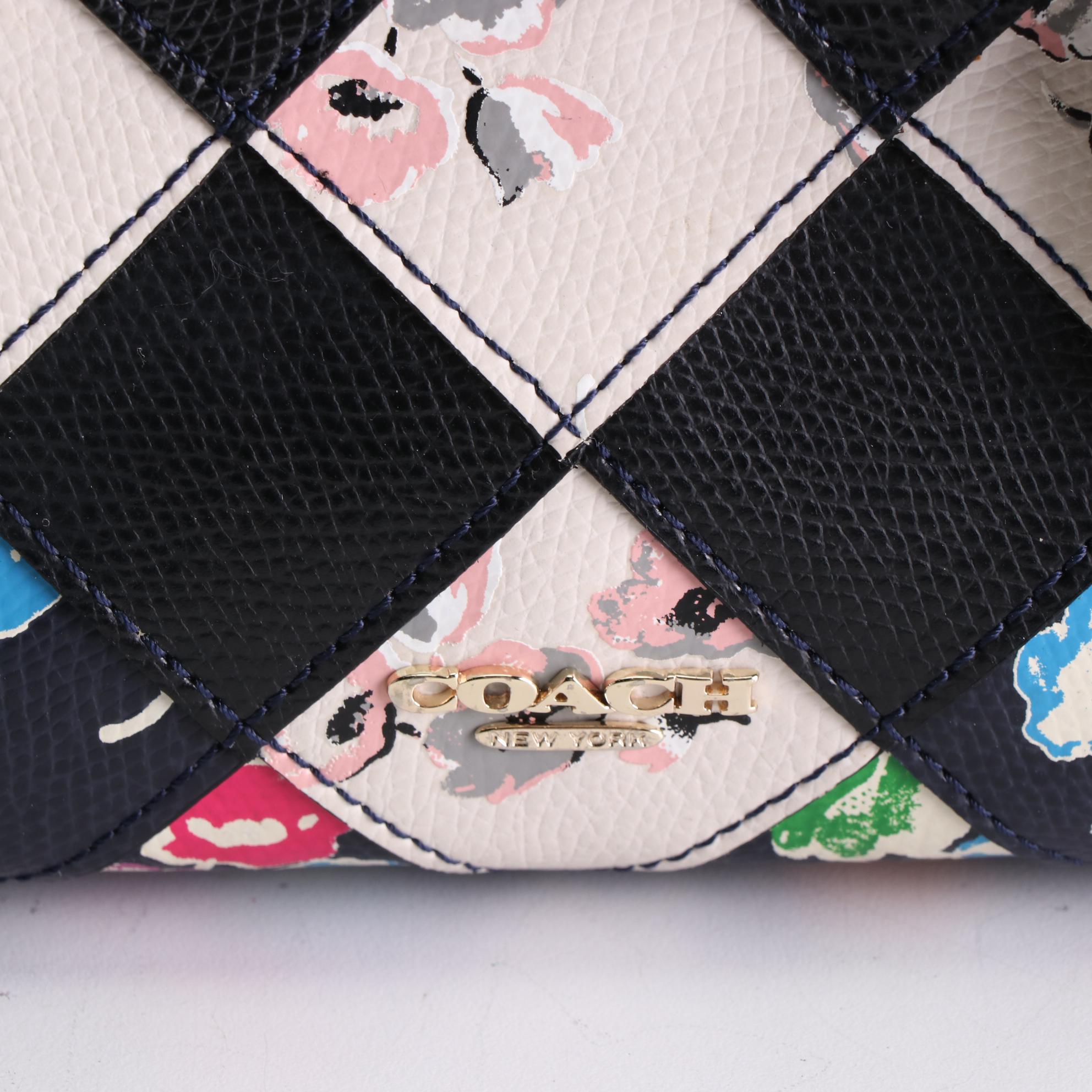 Coach Blake Carryall Two-Way Bag in Pebble Grain Patchwork/Floral Print Leather