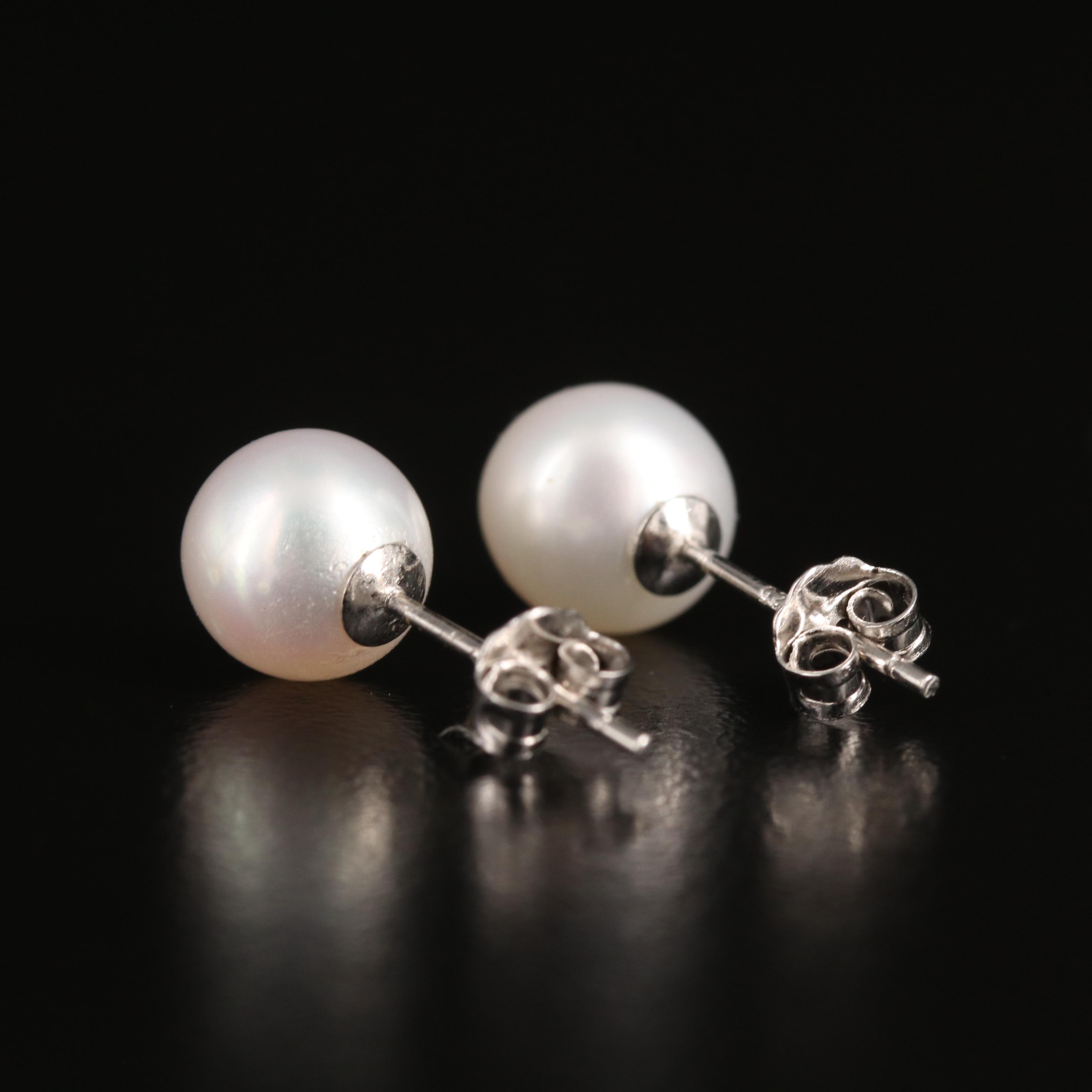 Sterling Pearl Stud Earrings