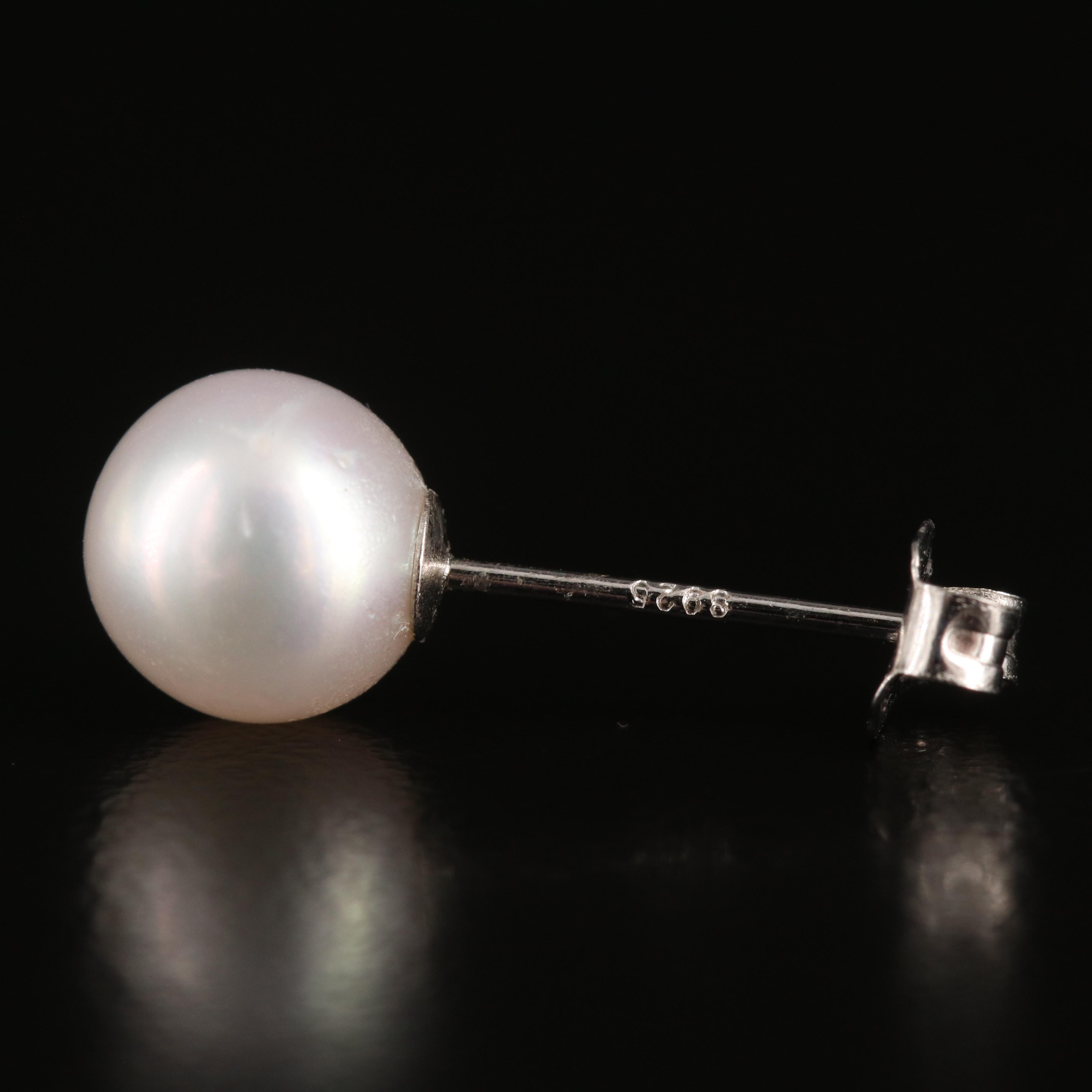 Sterling Pearl Stud Earrings