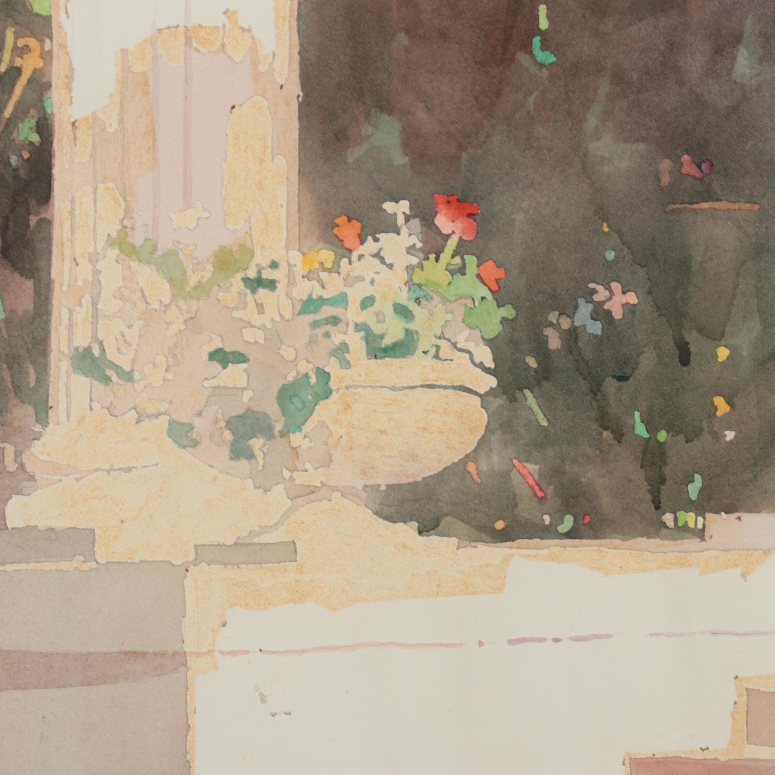 J. Betts Watercolor Painting of Pathway, Late 20th Century