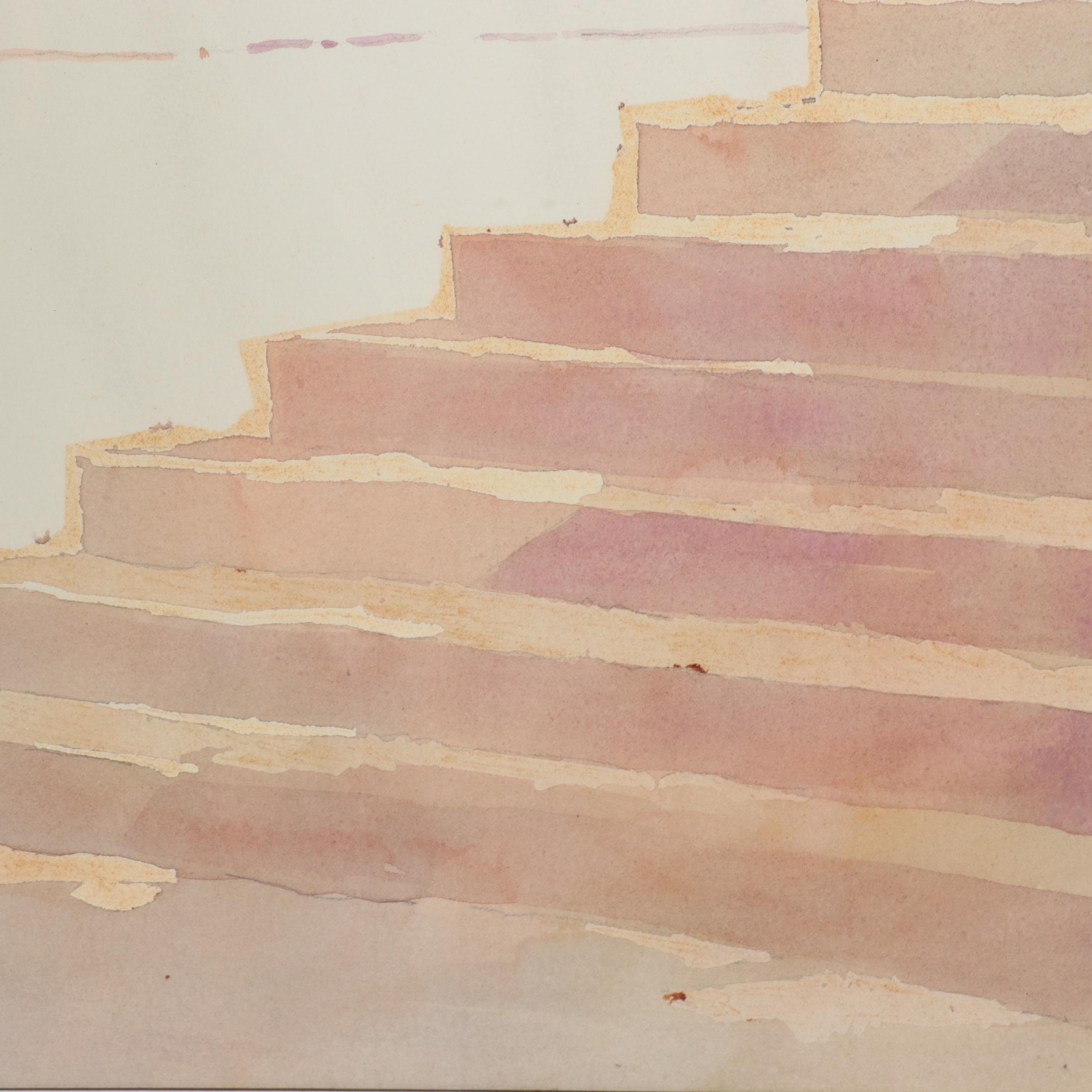 J. Betts Watercolor Painting of Pathway, Late 20th Century