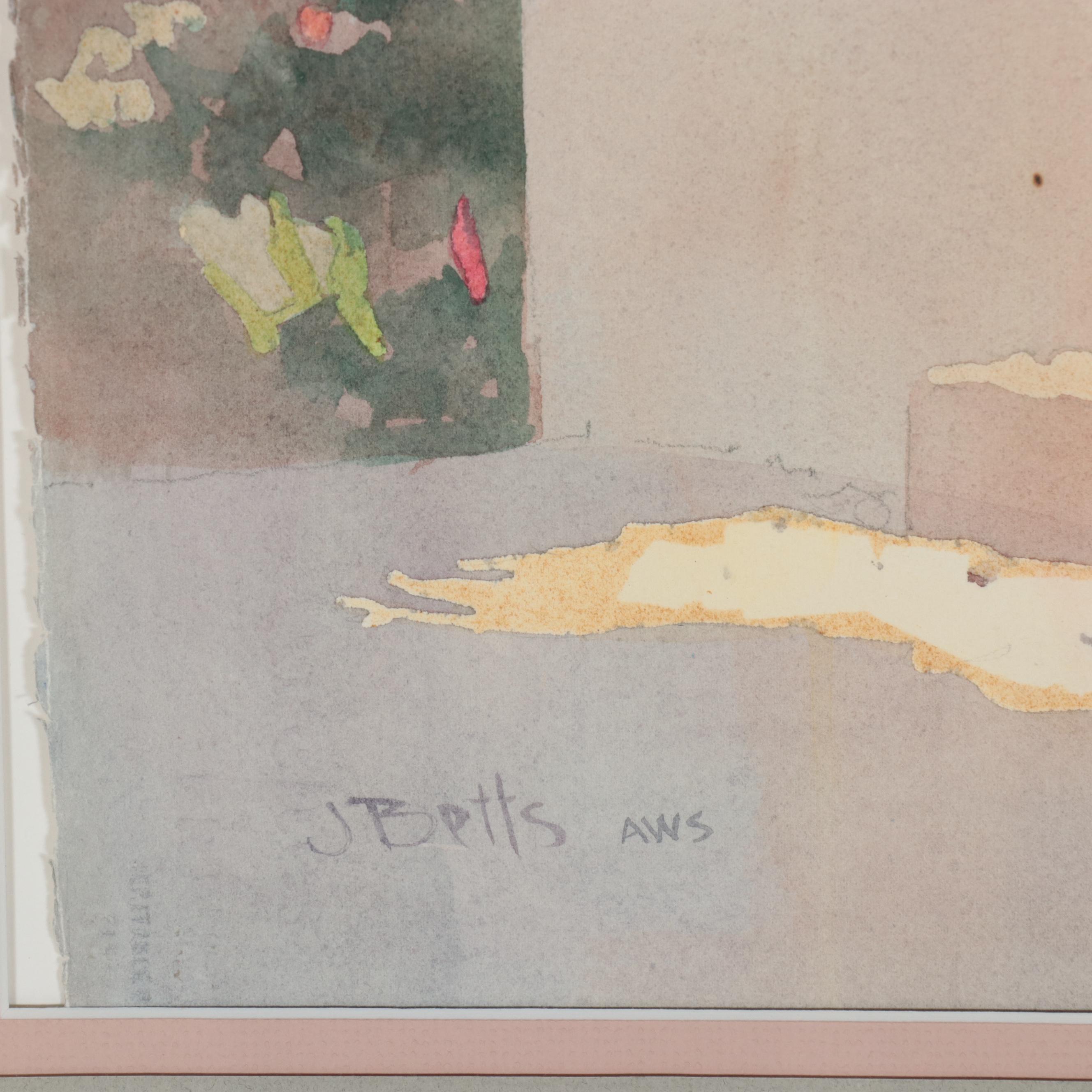 J. Betts Watercolor Painting of Pathway, Late 20th Century