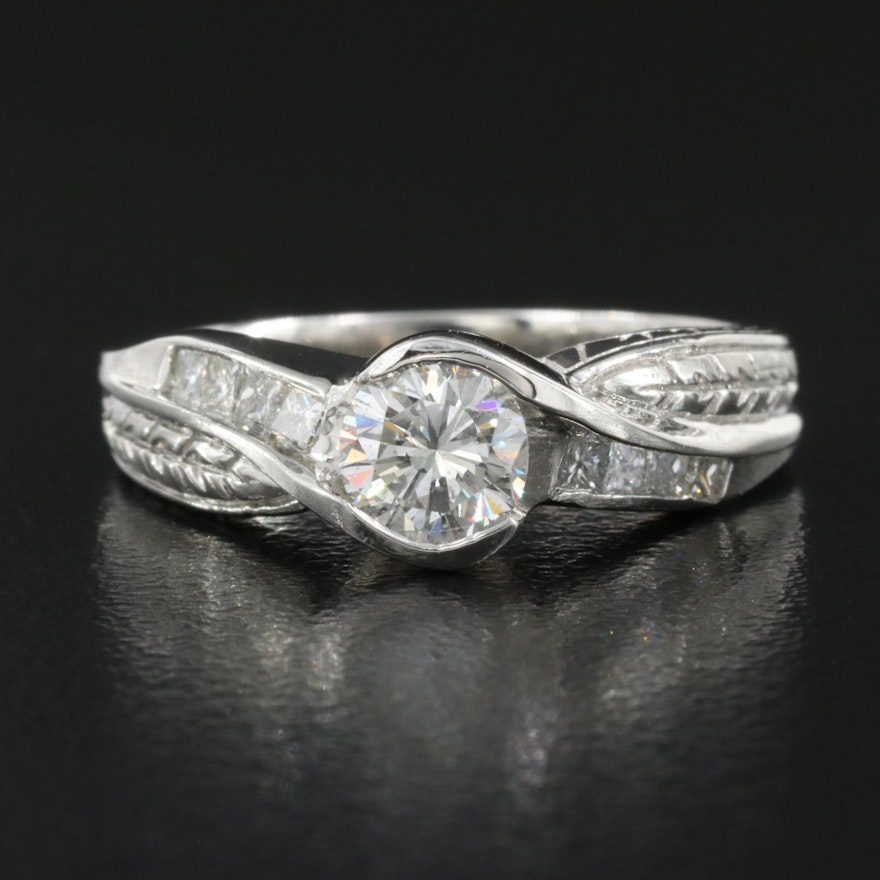 Platinum 0.88 CTW Diamond Ring