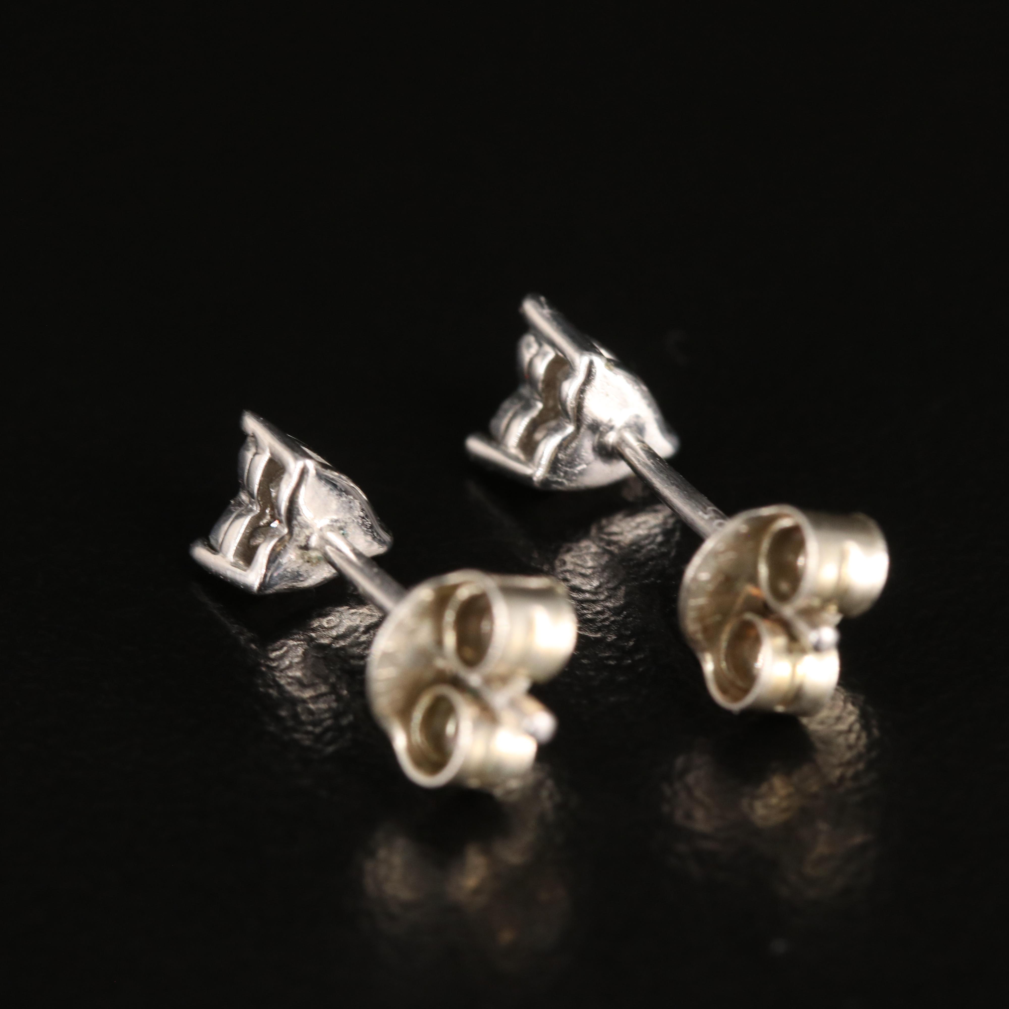 Sterling Diamond Heart Stud Earrings