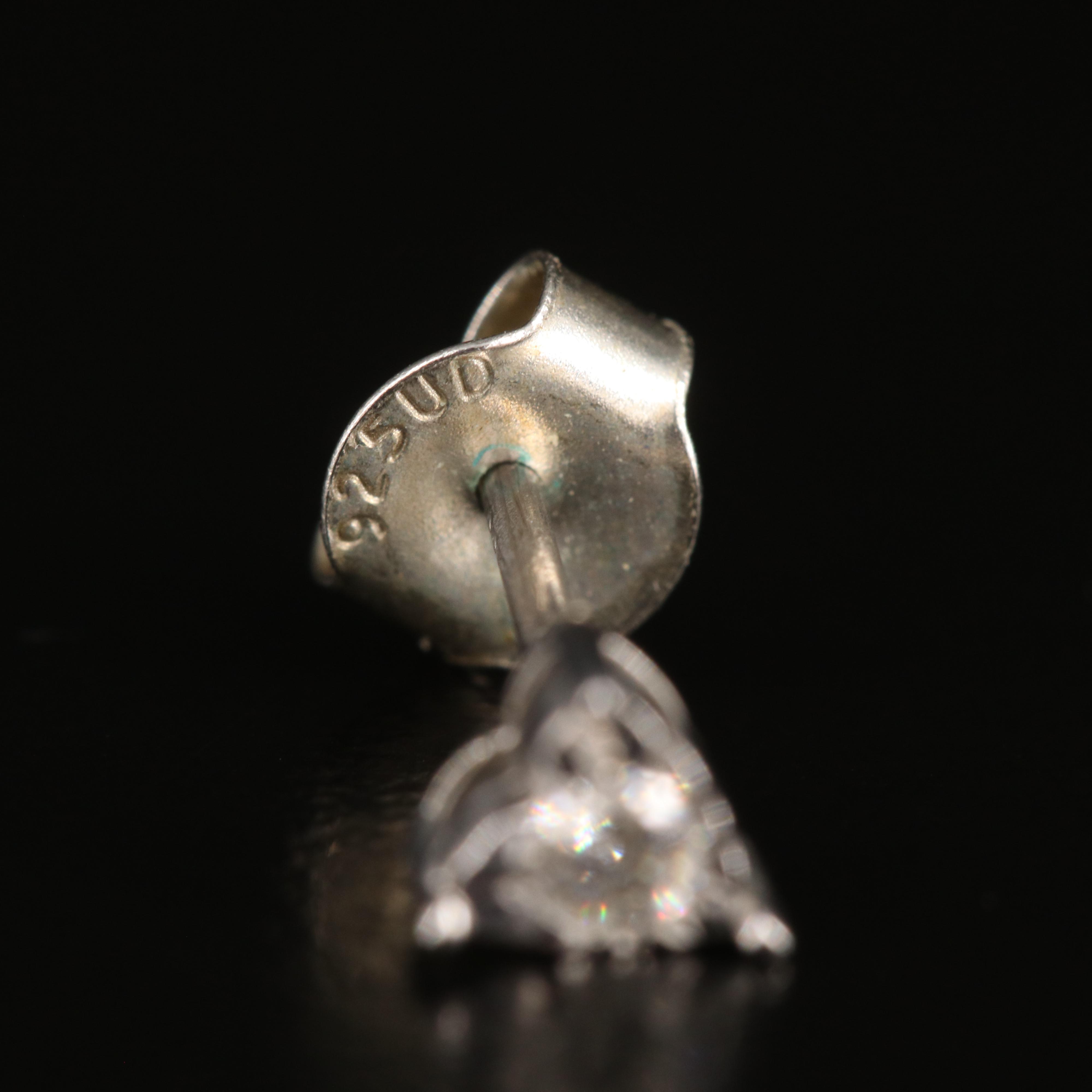 Sterling Diamond Heart Stud Earrings