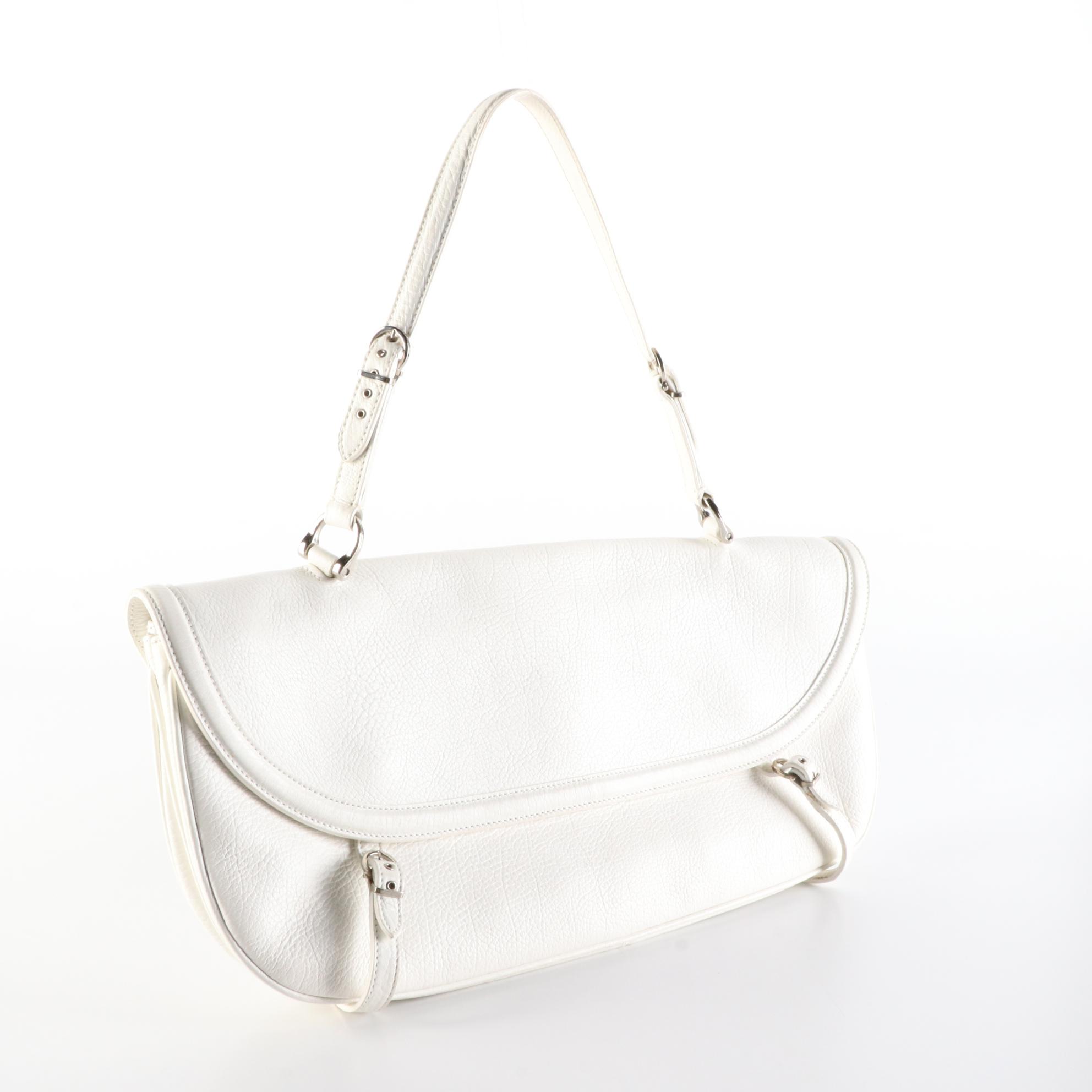 Salvatore Ferragamo Front-Flap Shoulder Bag in White leather