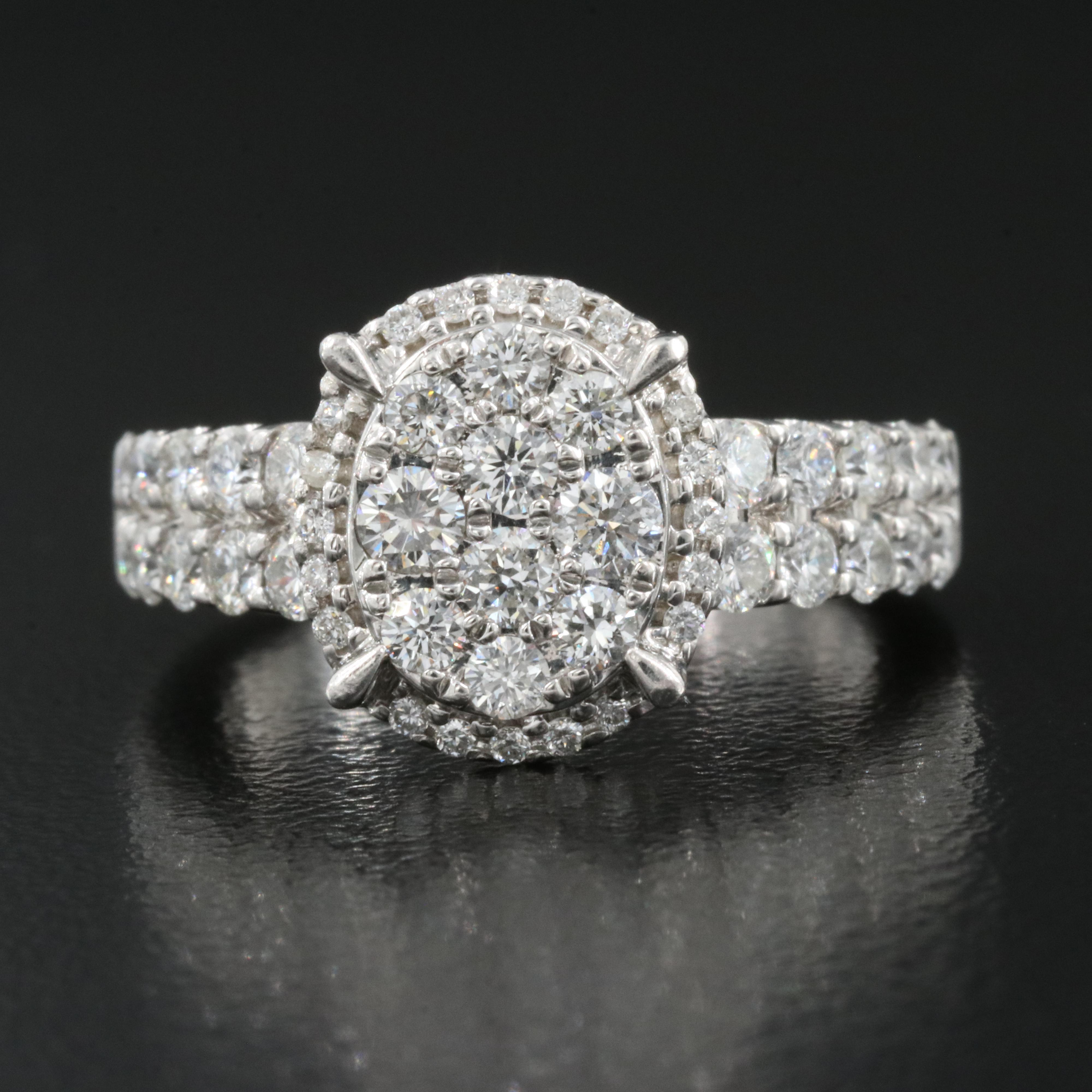14K 1.24 CTW Diamond Cluster Ring