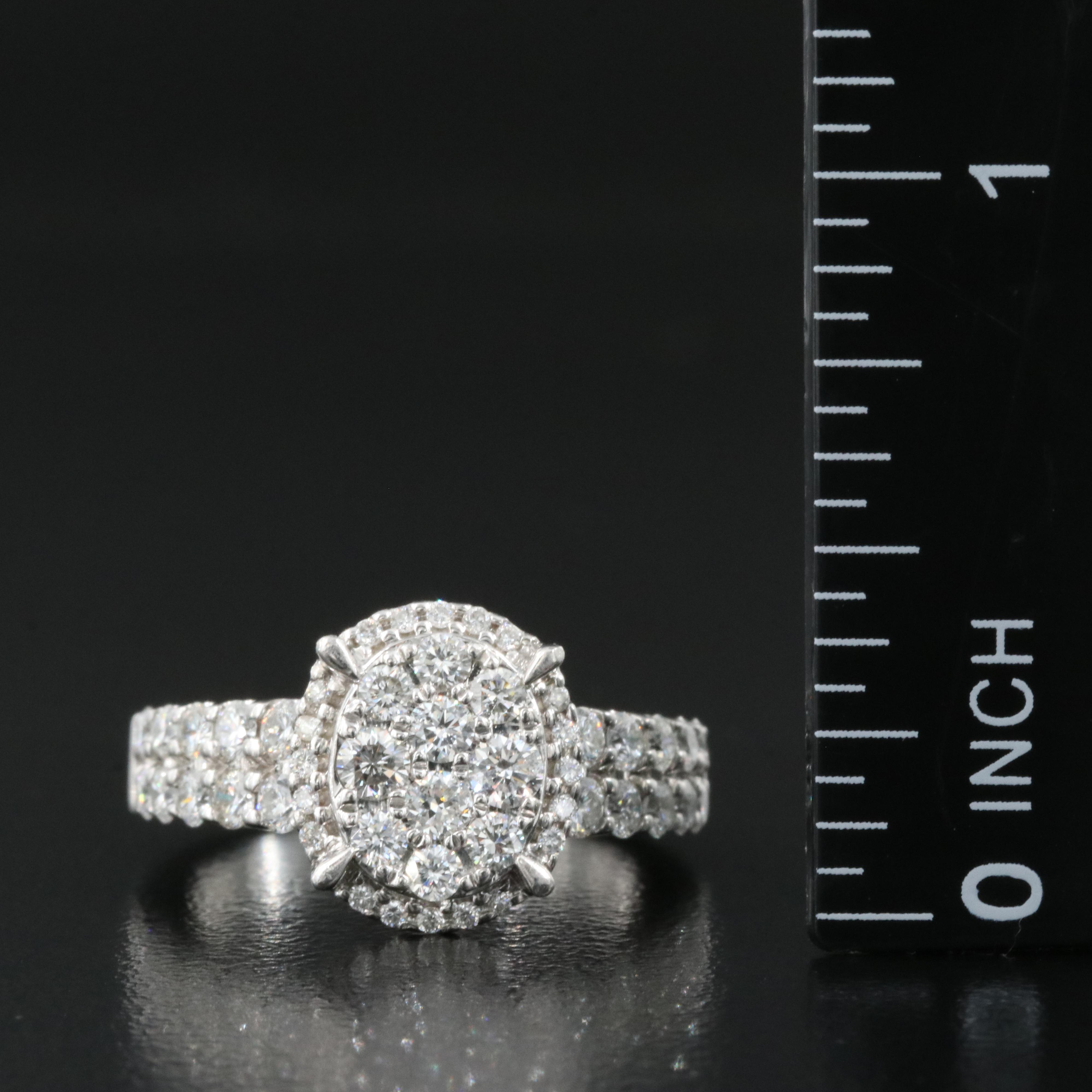 14K 1.24 CTW Diamond Cluster Ring