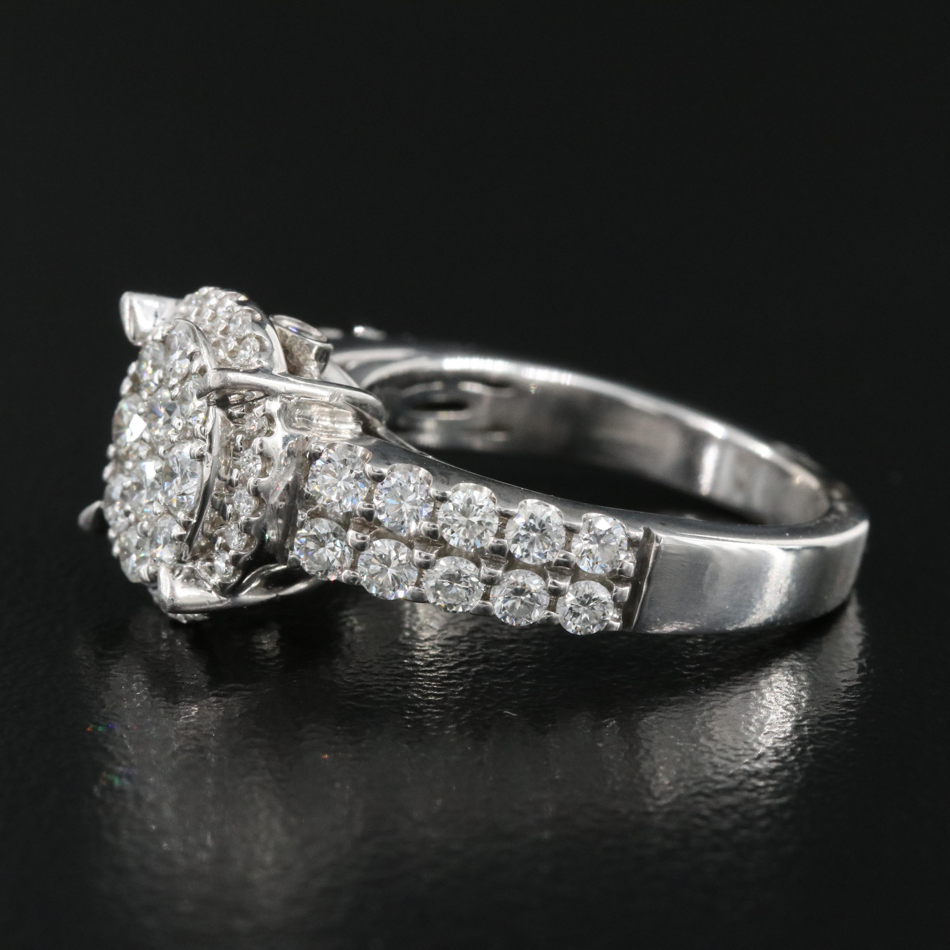 14K 1.24 CTW Diamond Cluster Ring