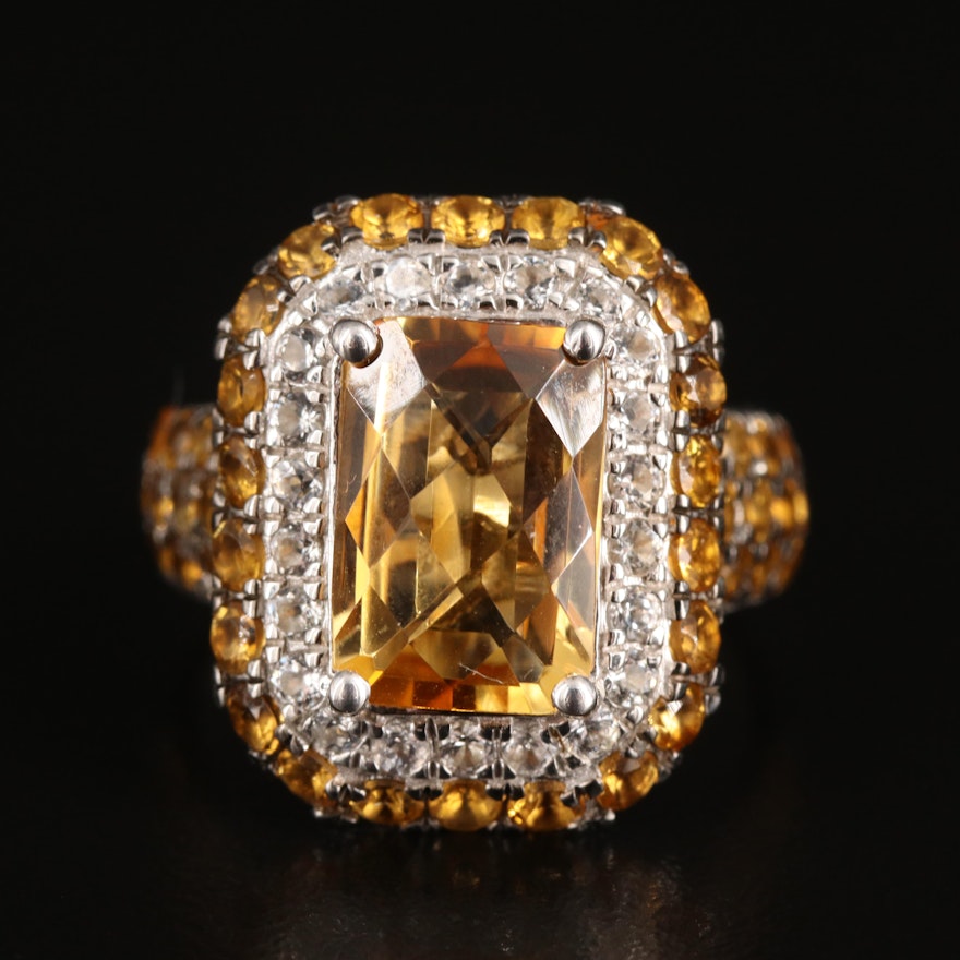 EFFY Sterling Citrine and White Topaz Ring