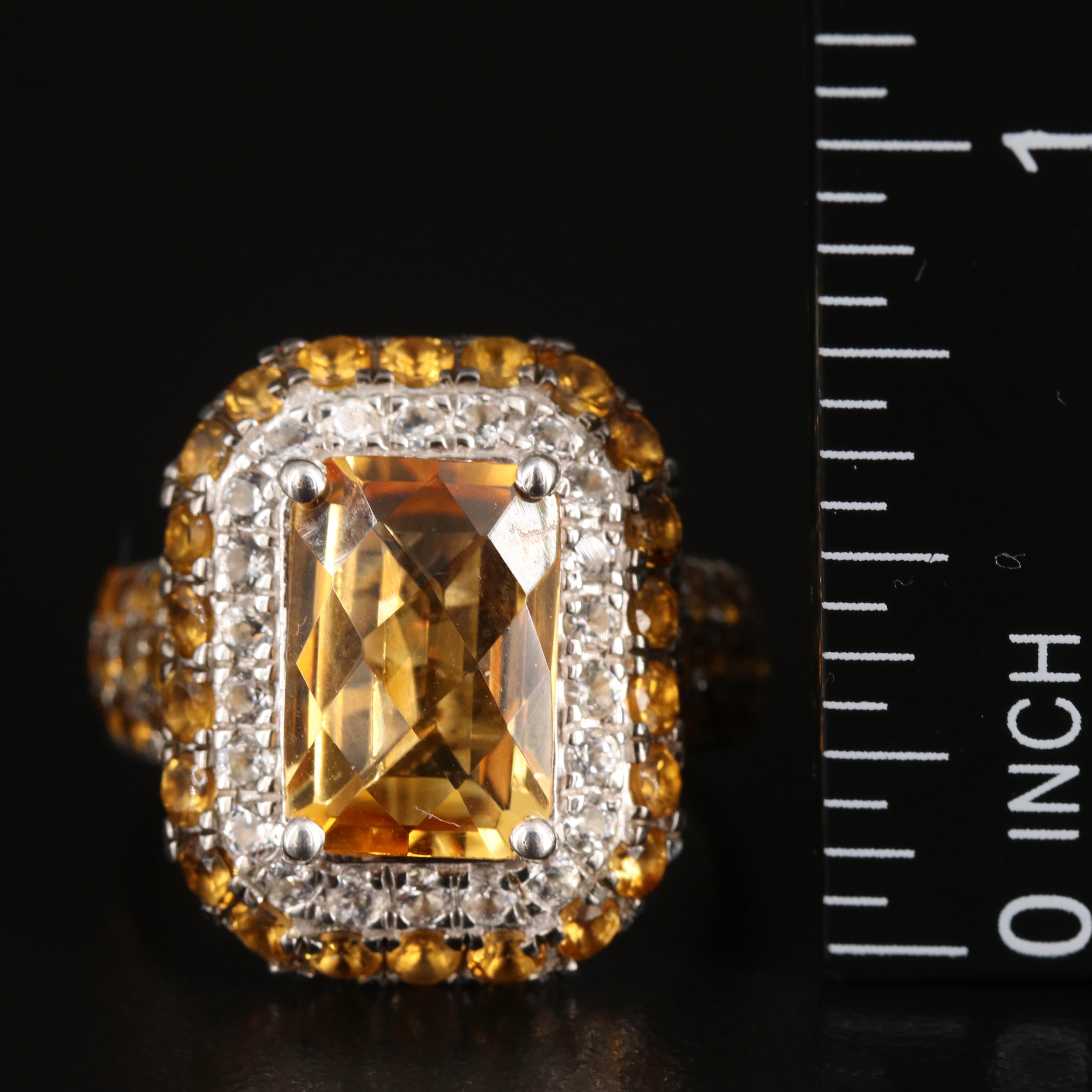 EFFY Sterling Citrine and White Topaz Ring