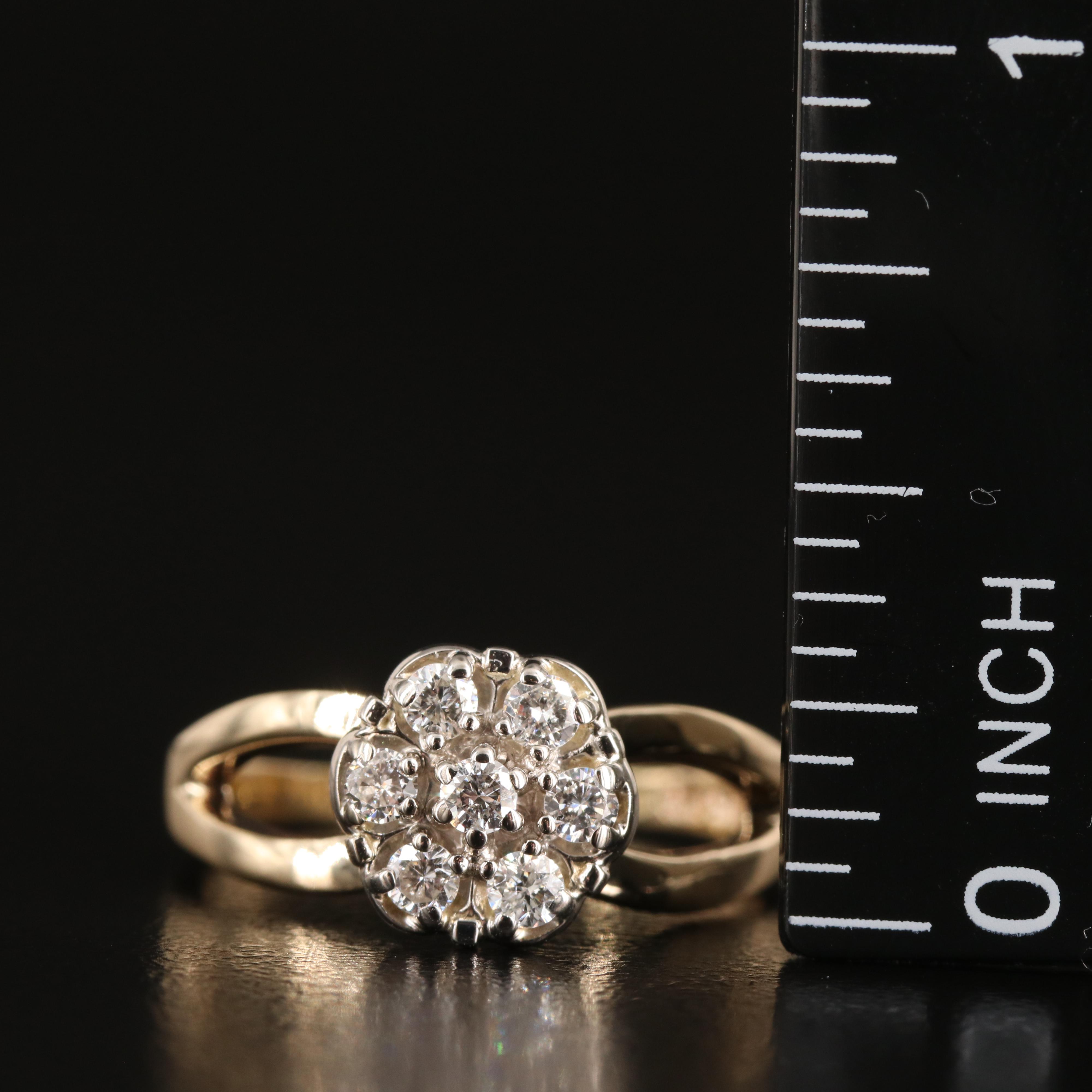 14K 0.28 CTW Diamond Cluster Ring