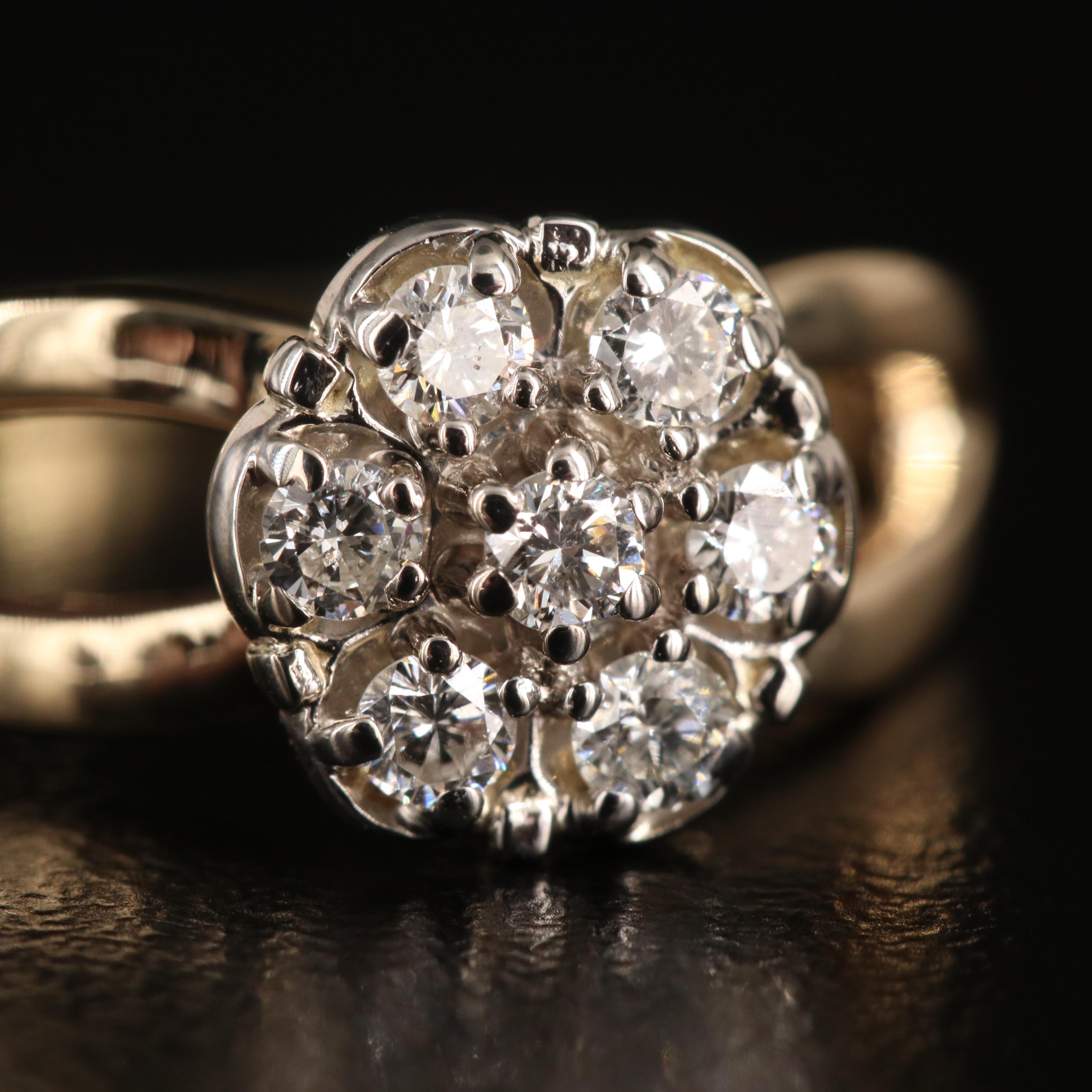 14K 0.28 CTW Diamond Cluster Ring