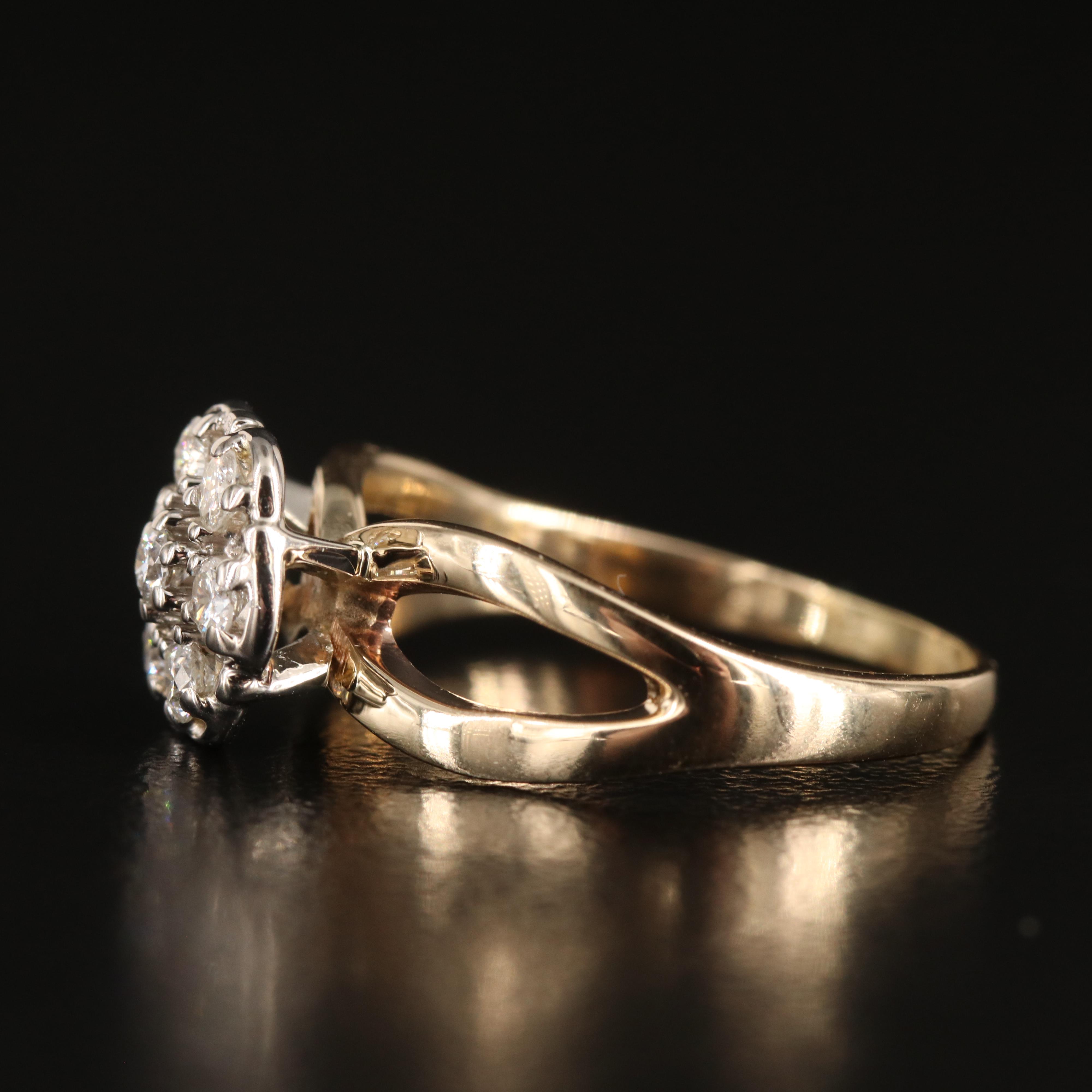 14K 0.28 CTW Diamond Cluster Ring