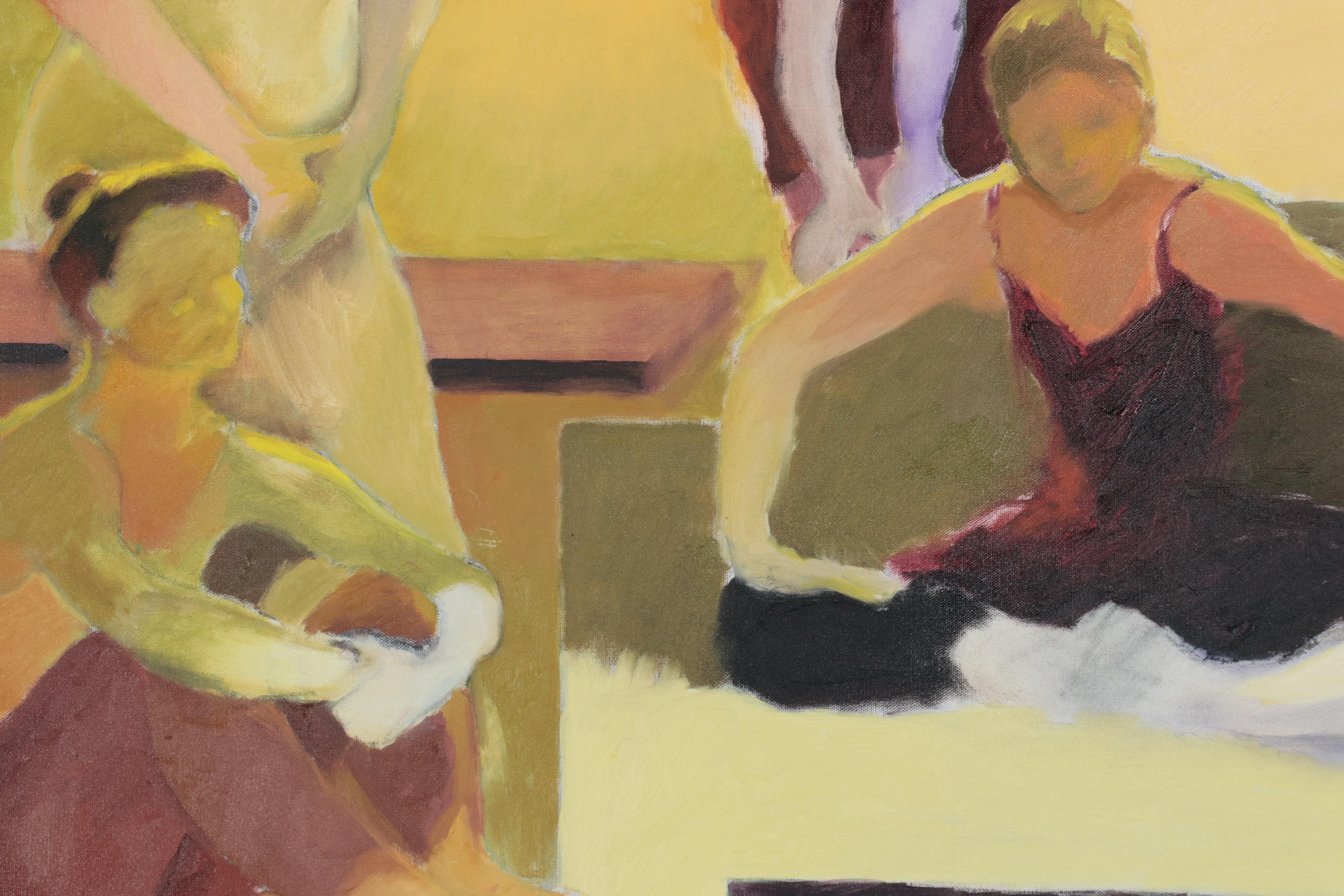 Estelle Laibson Large-Scale Oil Painting of Dancers on Break, Late 20th Century