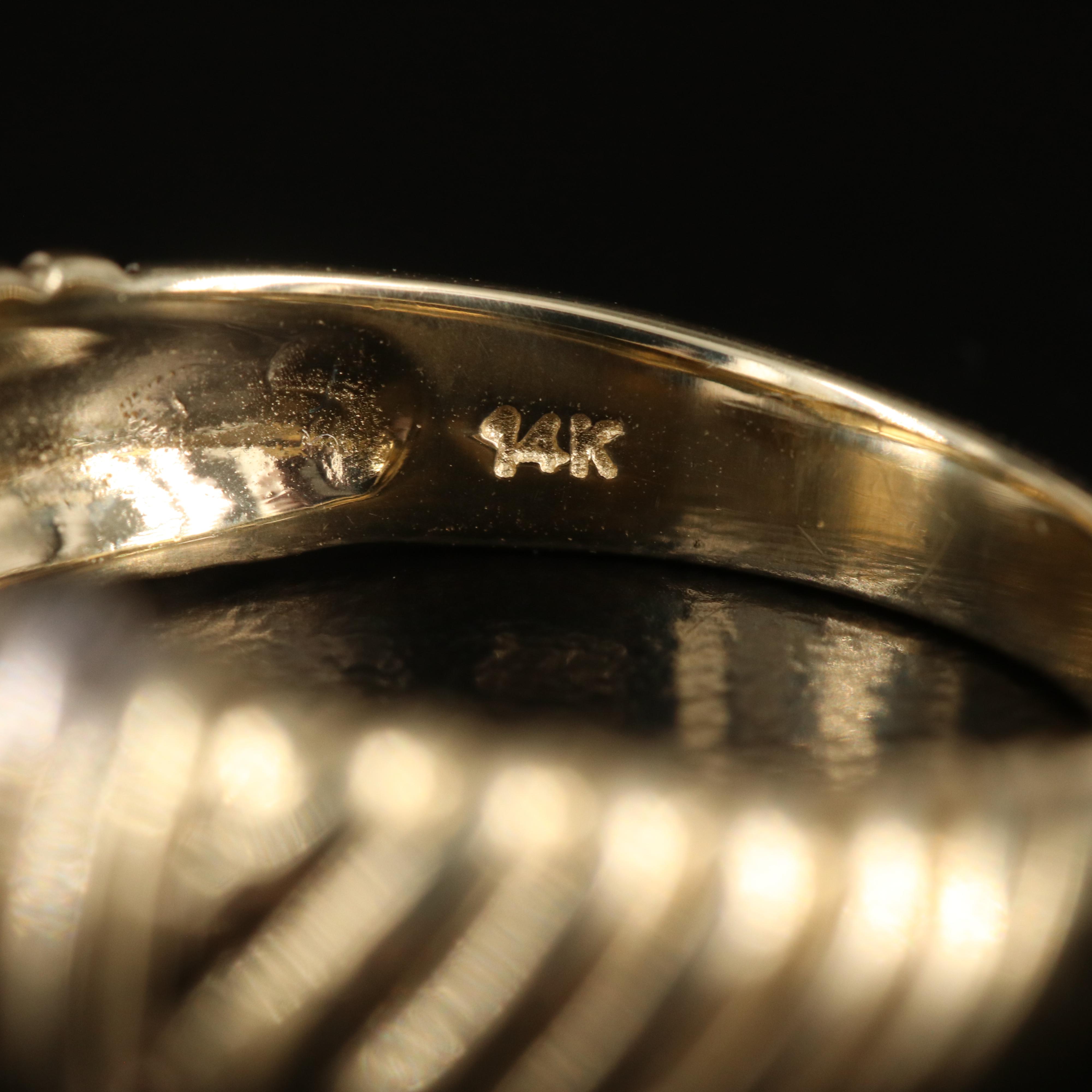 14K Pearl Ring with Fluted Shoulders