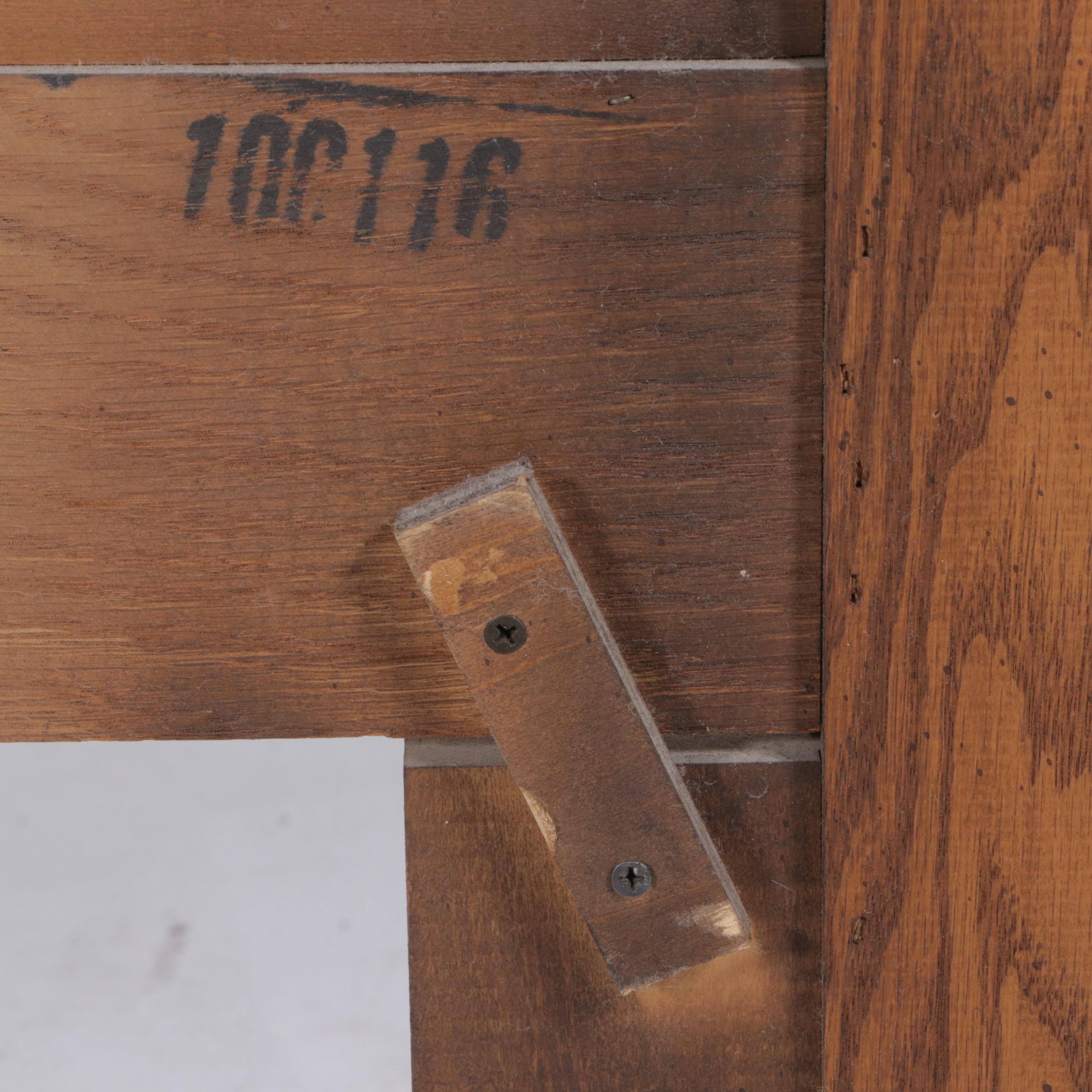 Dixie Furniture Oak Full Size Headboard with Nightstand, Late 20th Century