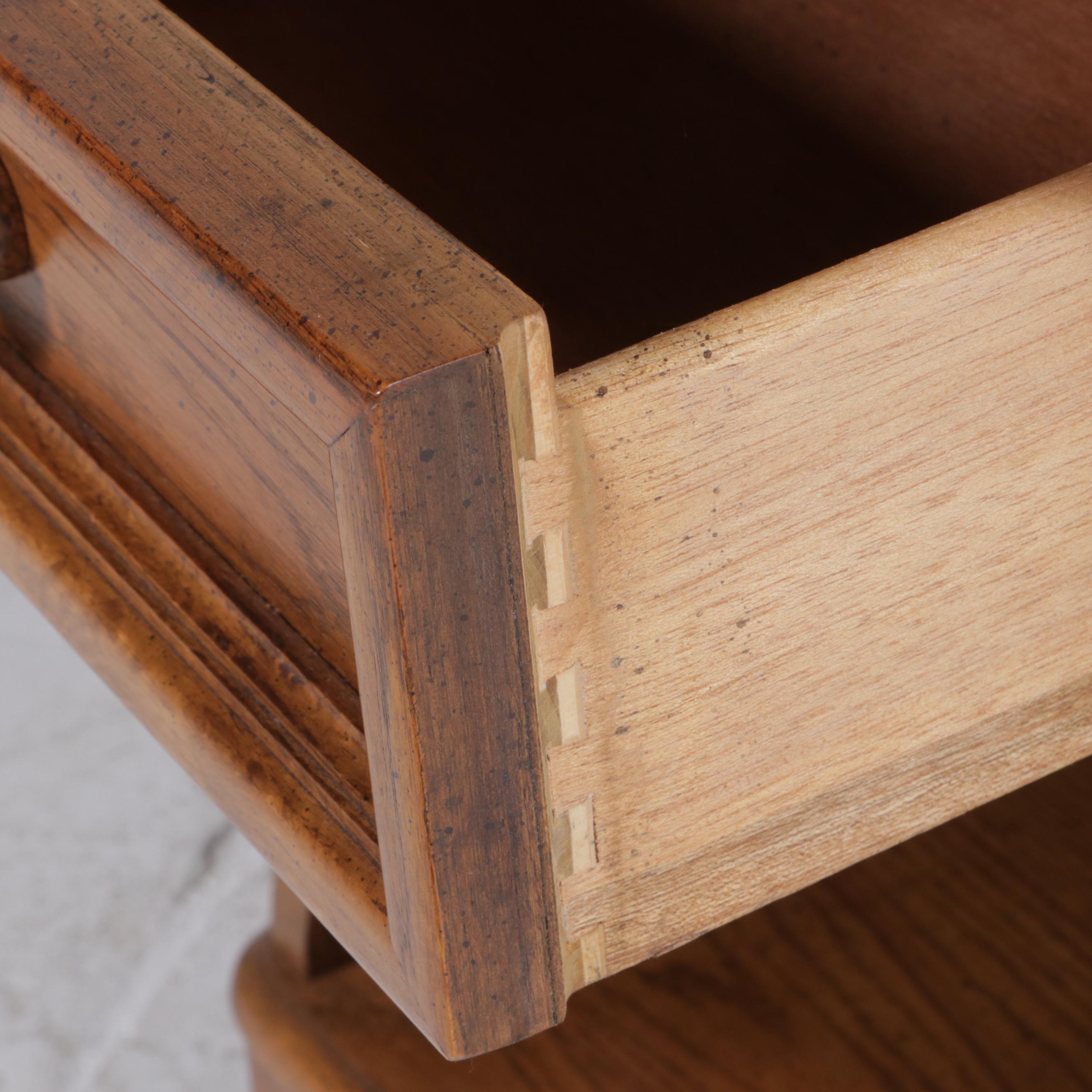 Dixie Furniture Oak Full Size Headboard with Nightstand, Late 20th Century