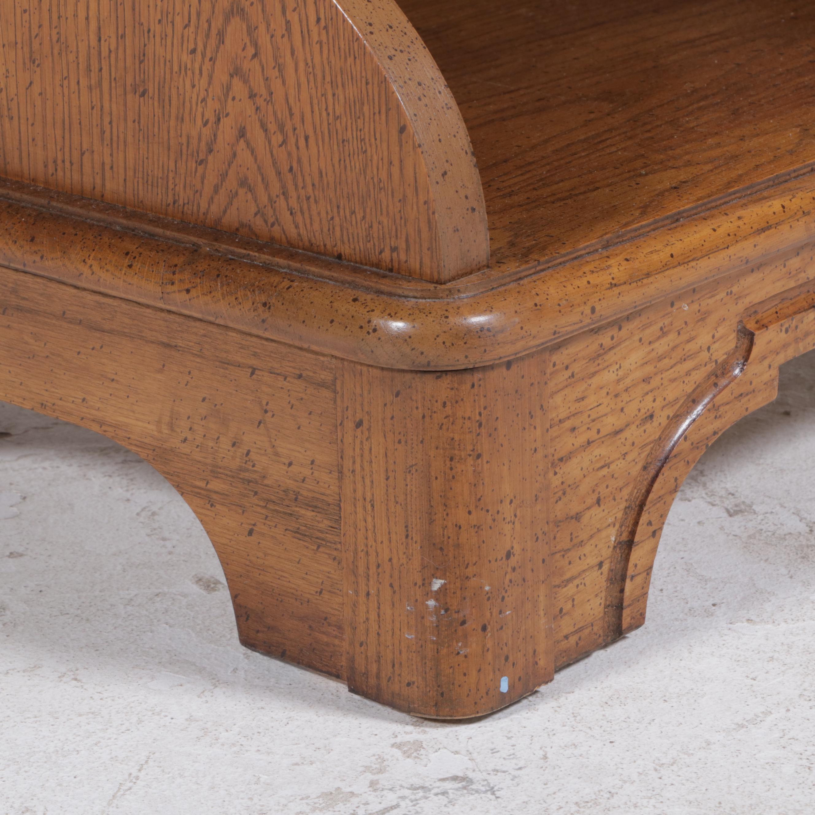 Dixie Furniture Oak Full Size Headboard with Nightstand, Late 20th Century