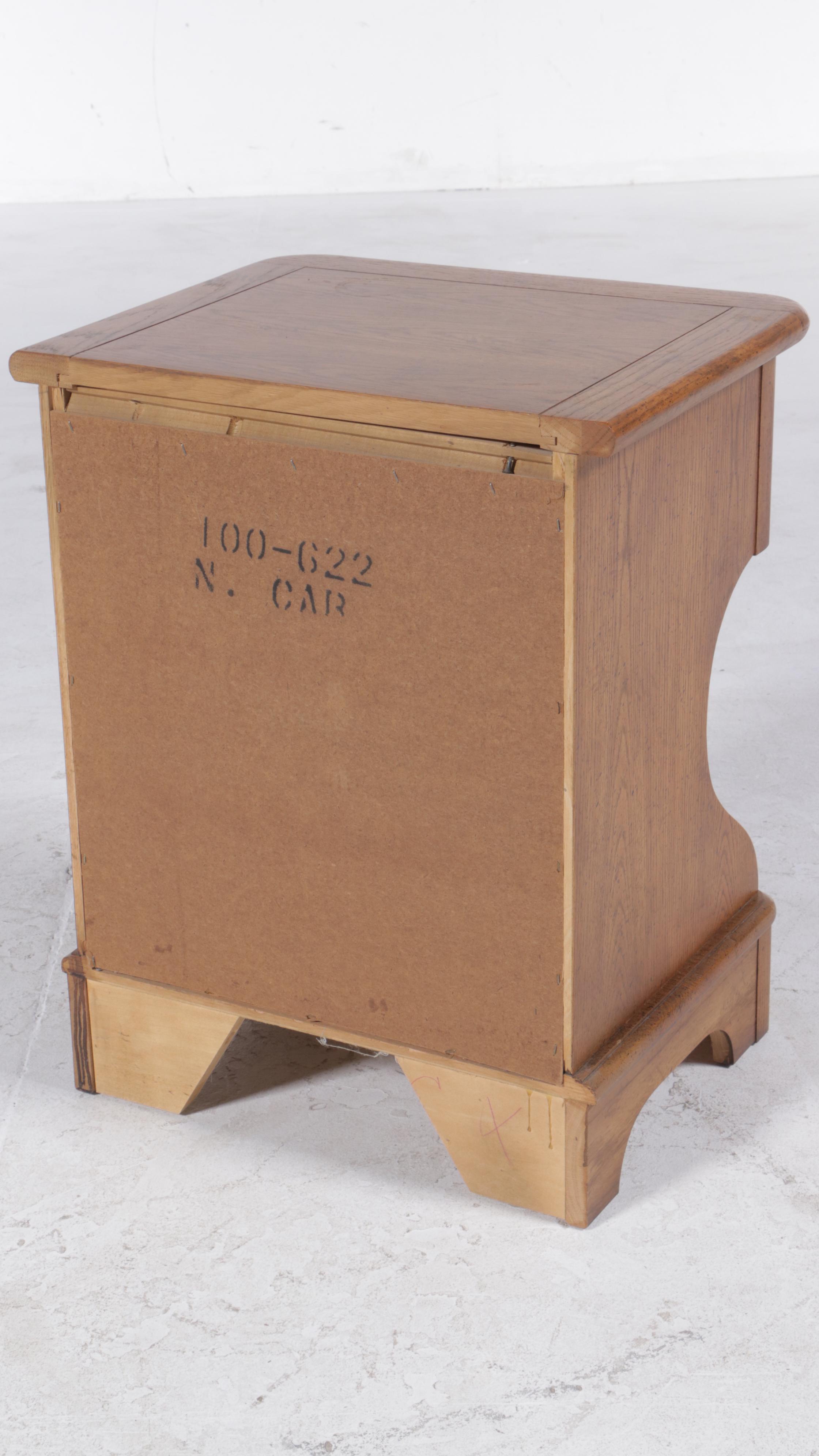 Dixie Furniture Oak Full Size Headboard with Nightstand, Late 20th Century