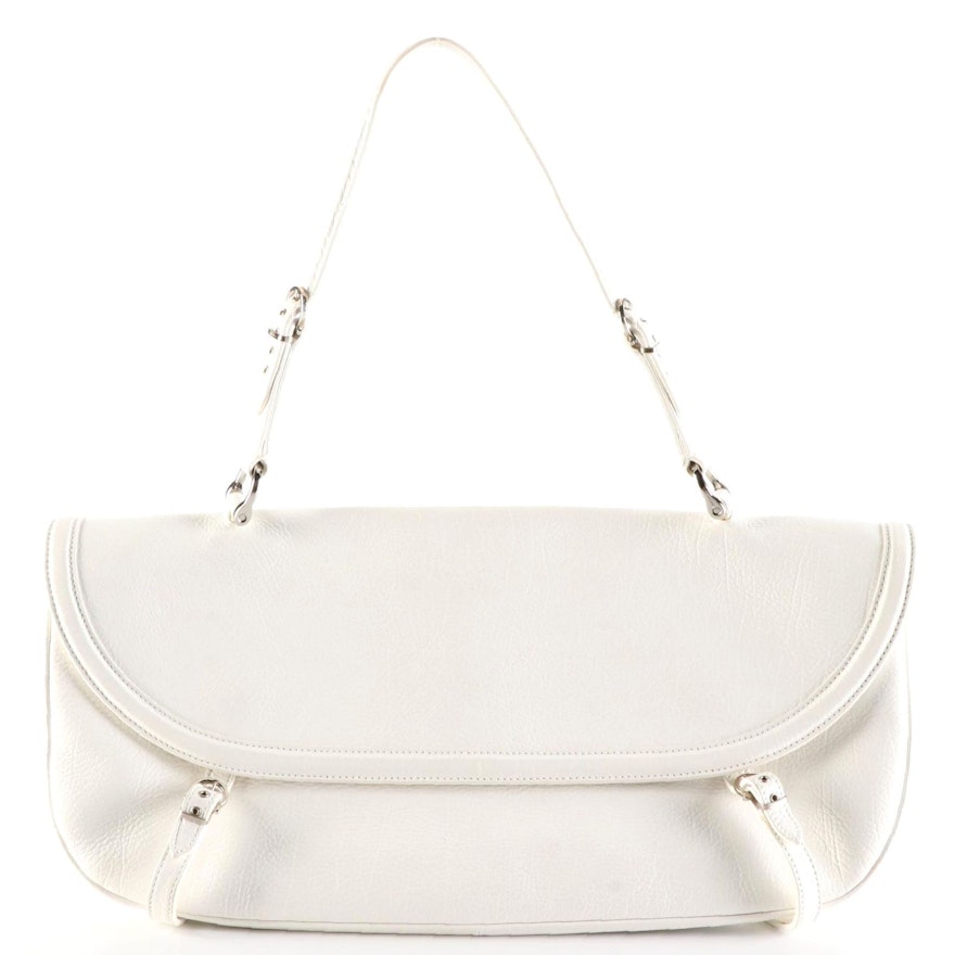 Salvatore Ferragamo Front-Flap Shoulder Bag in White leather