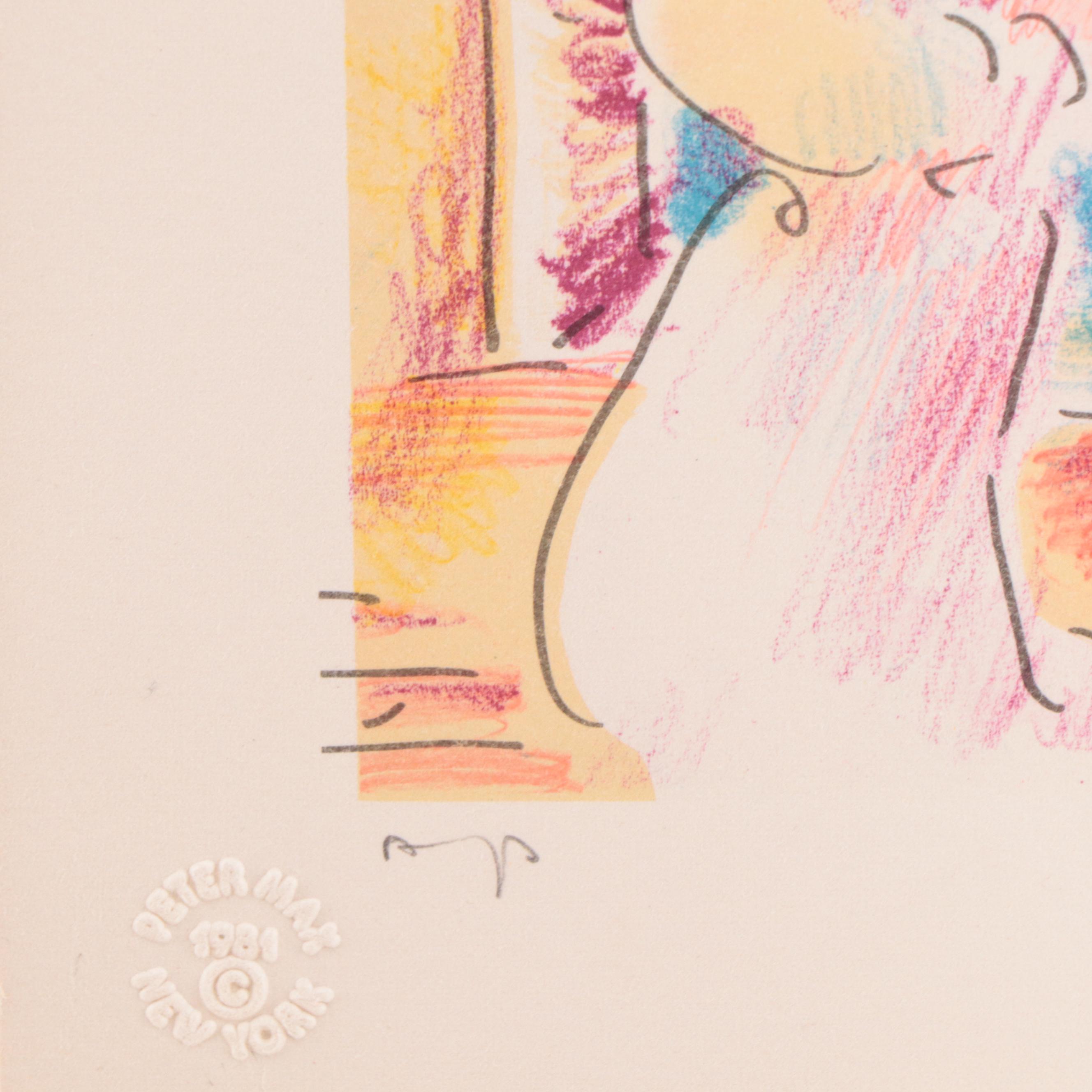 Peter Max Modernist Abstract Lithograph "Ladies' Man," 1981