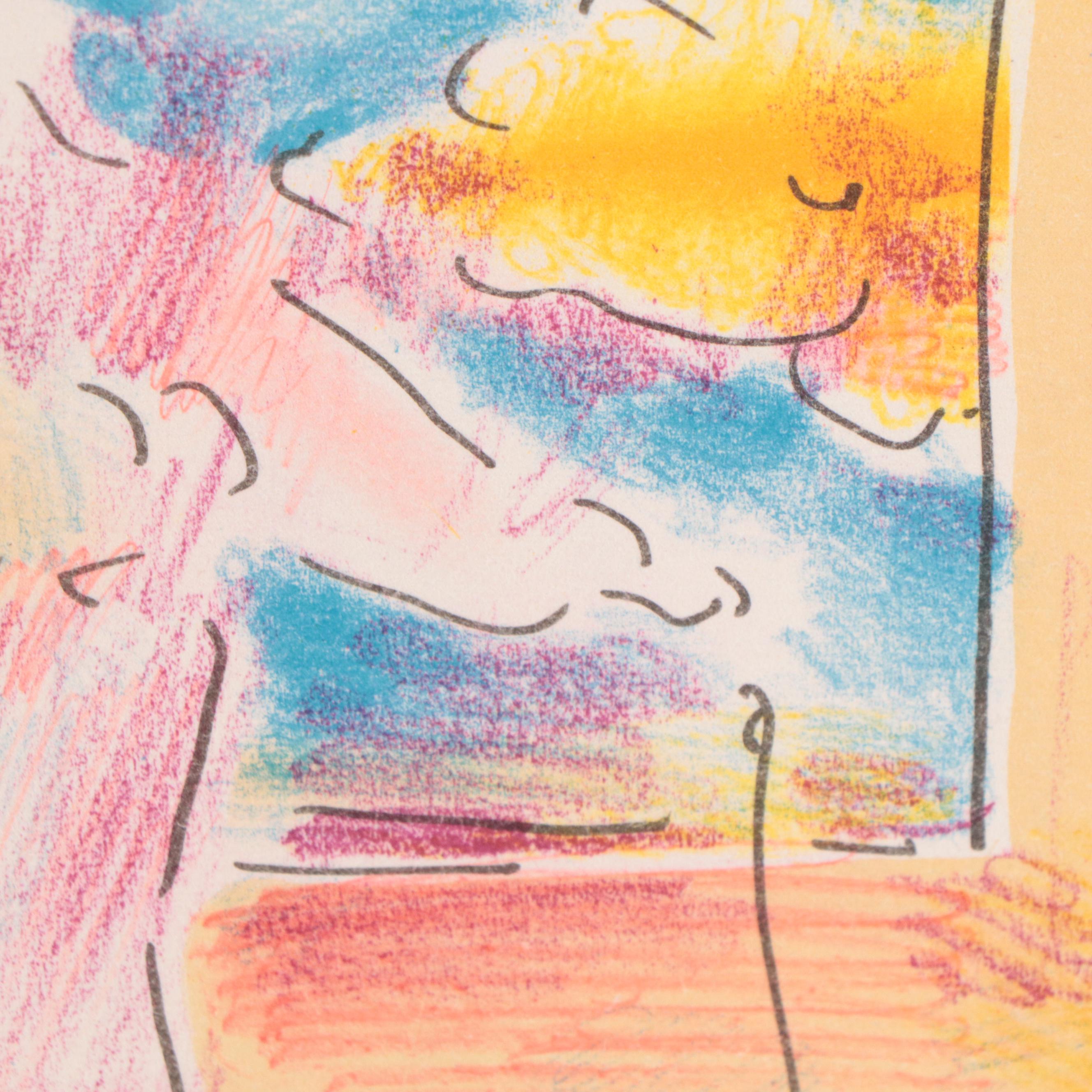 Peter Max Modernist Abstract Lithograph "Ladies' Man," 1981