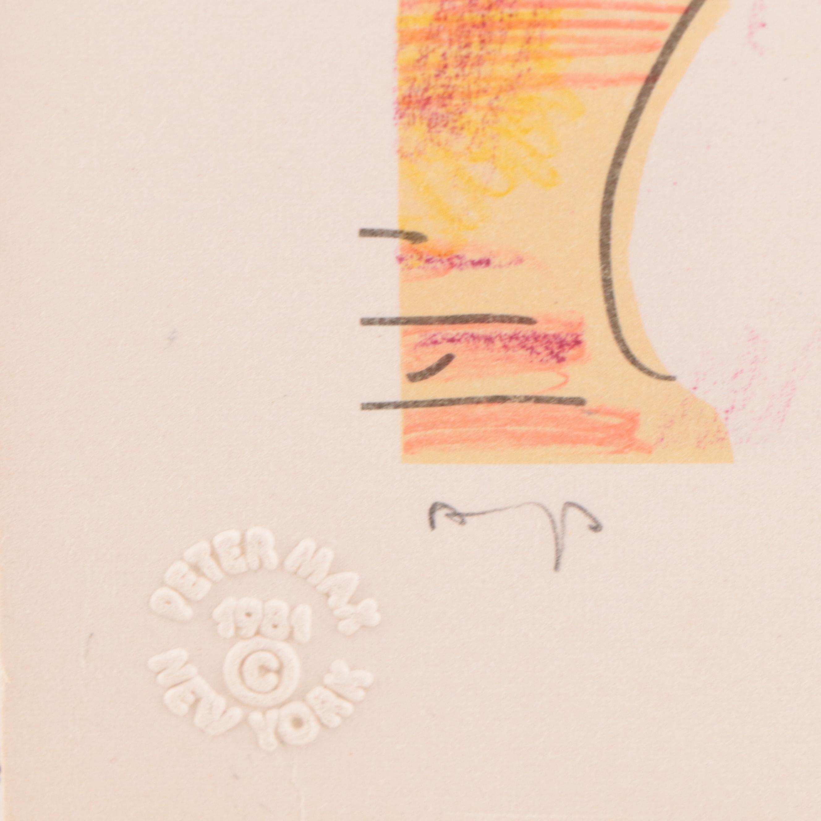 Peter Max Modernist Abstract Lithograph "Ladies' Man," 1981