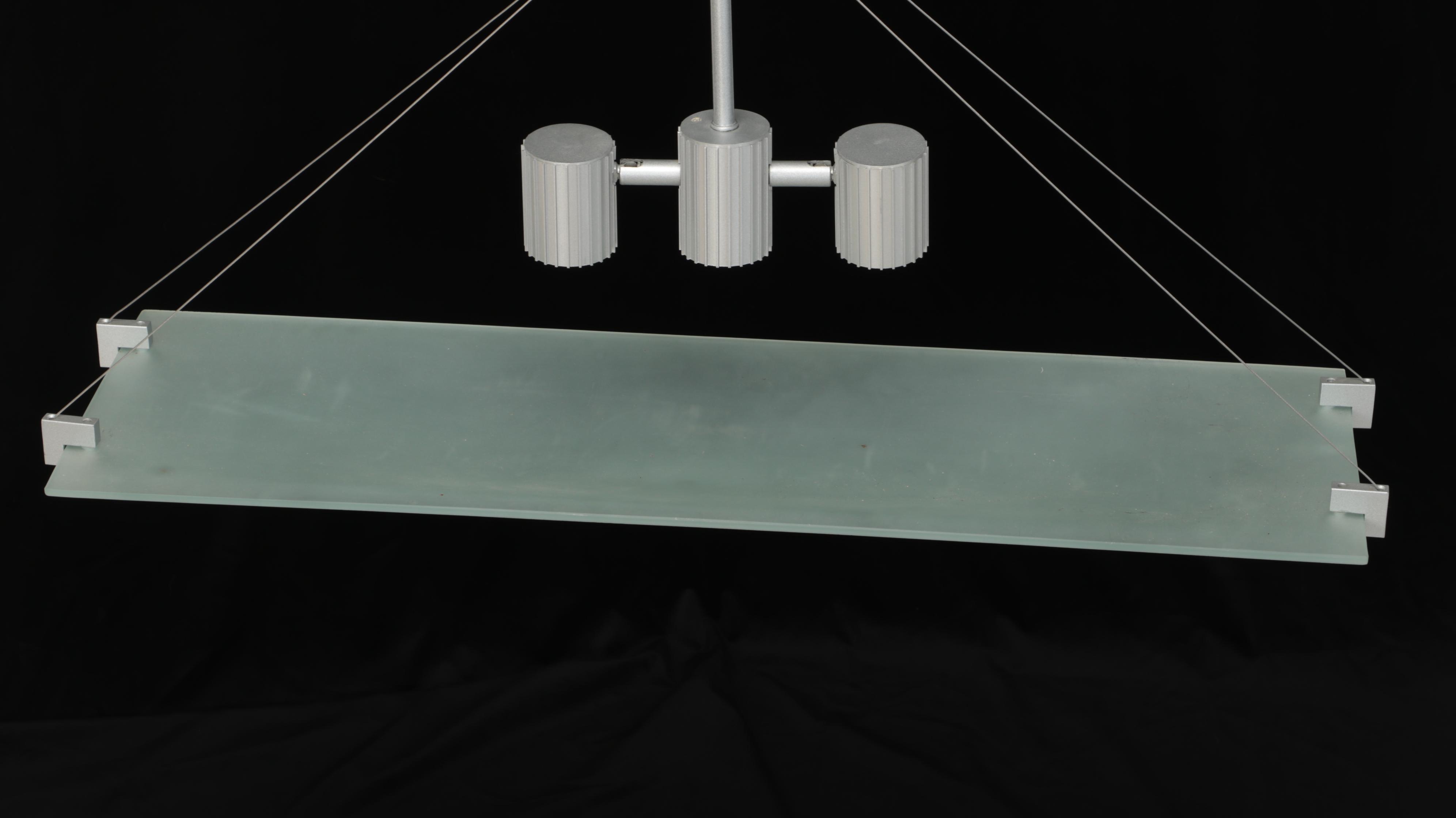Sonneman Three-Light Brushed Metal and Satin Glass Pendant Light