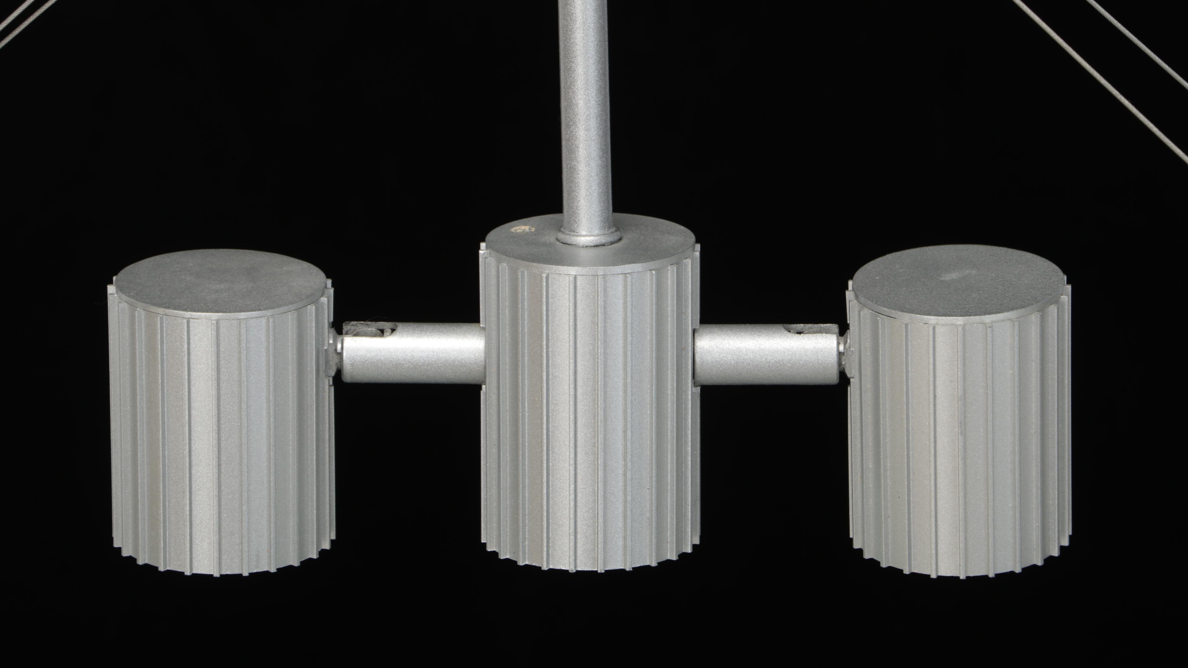 Sonneman Three-Light Brushed Metal and Satin Glass Pendant Light