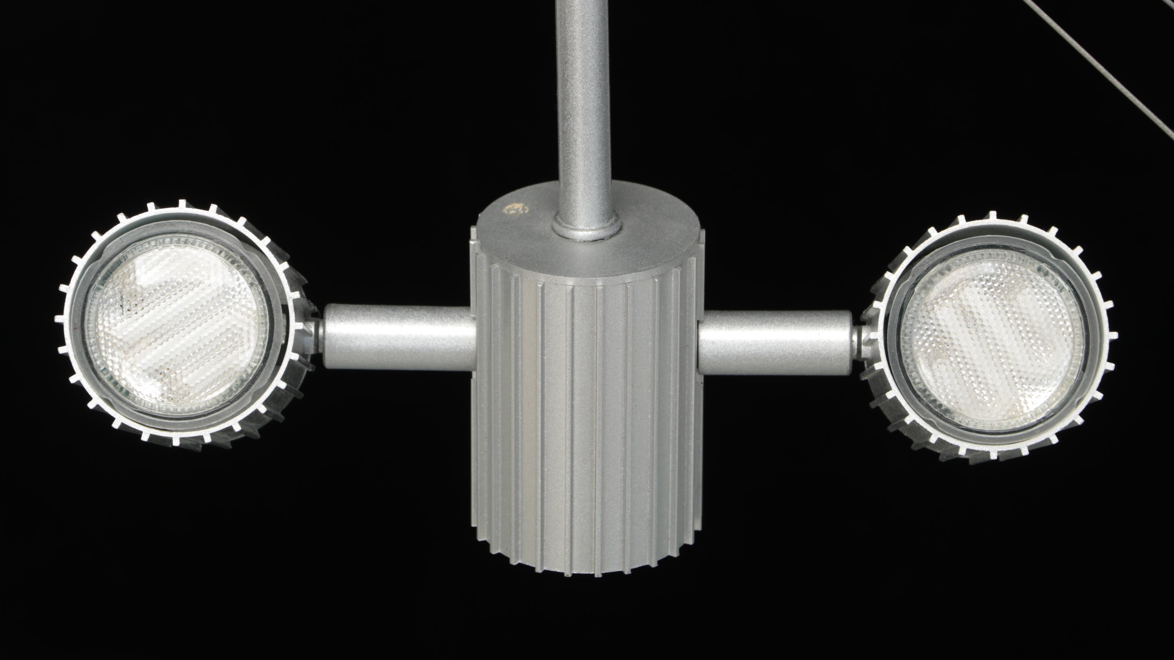 Sonneman Three-Light Brushed Metal and Satin Glass Pendant Light