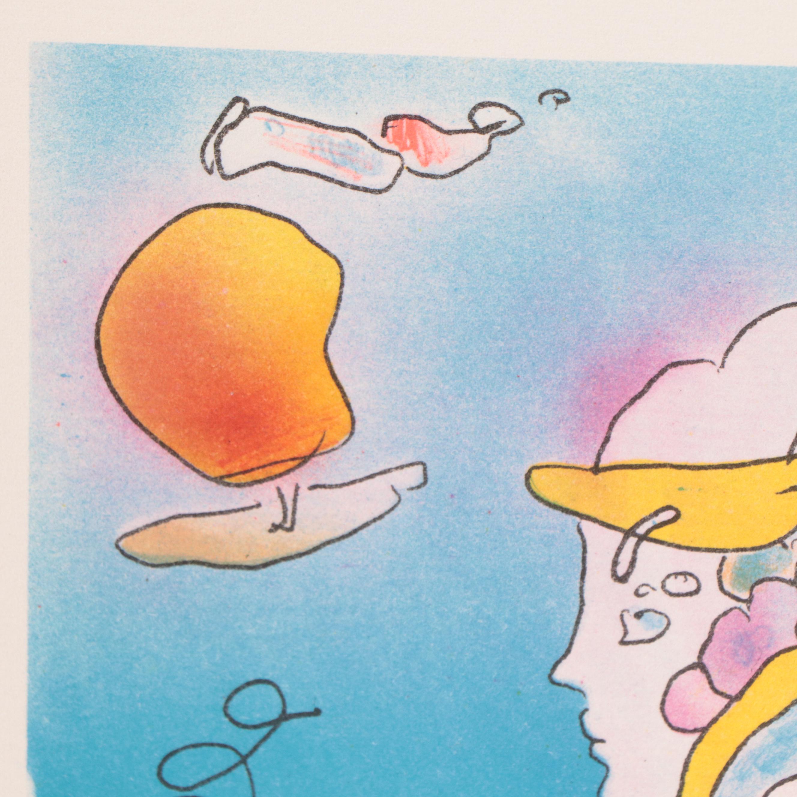 Peter Max Psychedelic Figurative Lithograph "Galactic Man," 1981