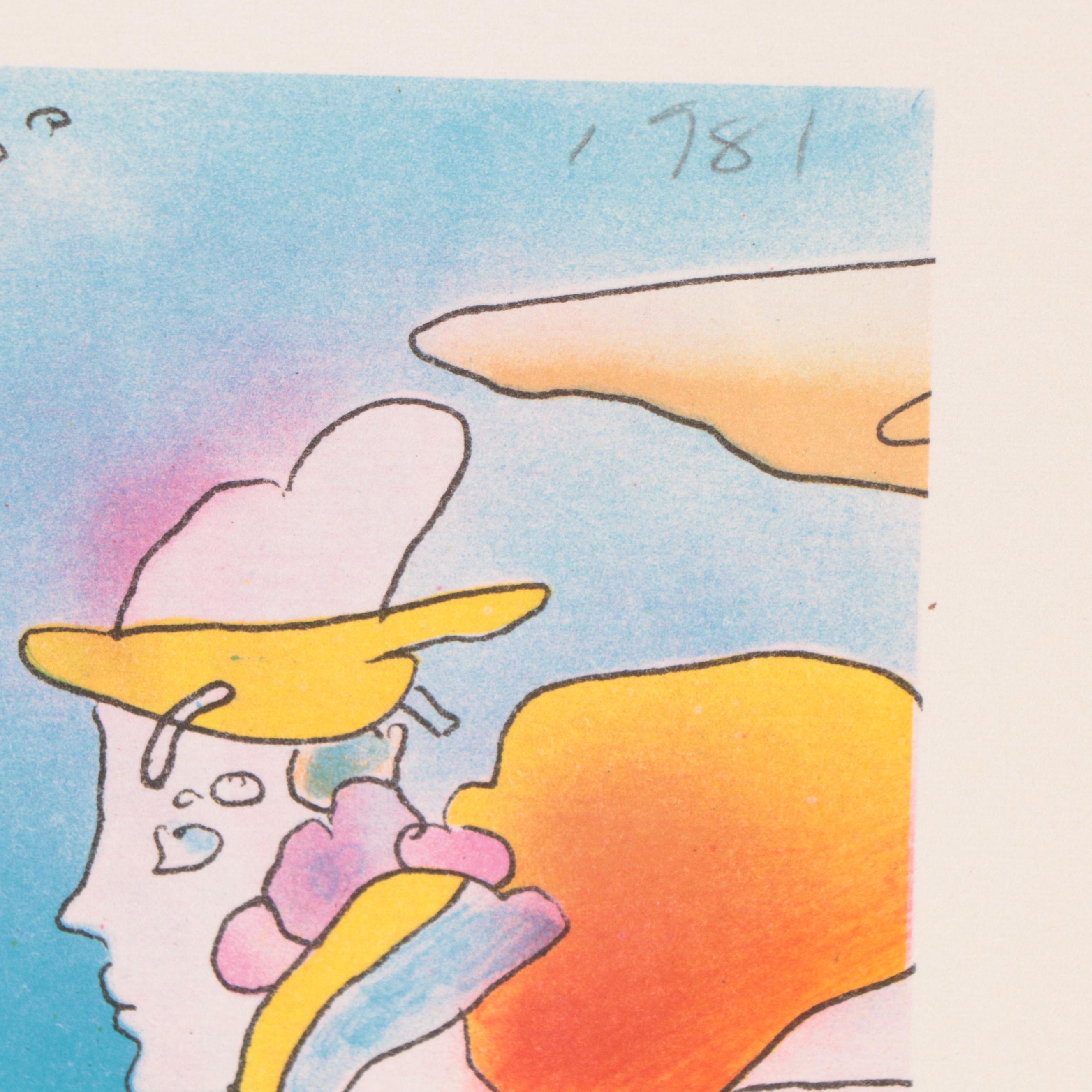 Peter Max Psychedelic Figurative Lithograph "Galactic Man," 1981